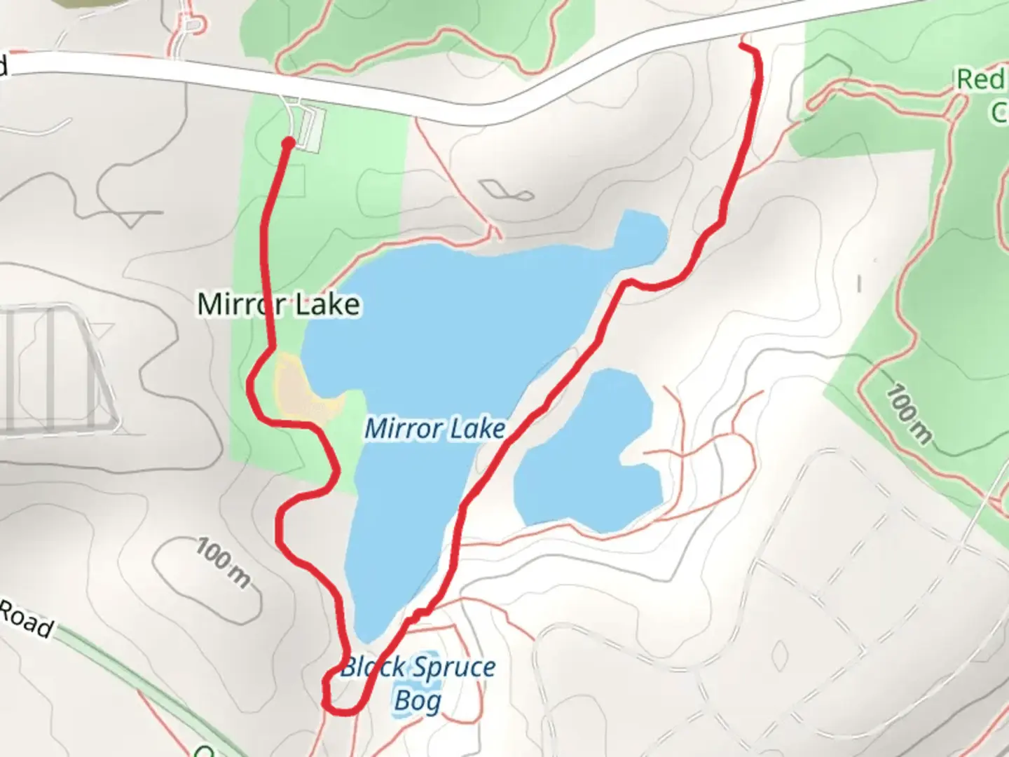 An image depicting the trail Mirror Lake Trail and its surrounding area.