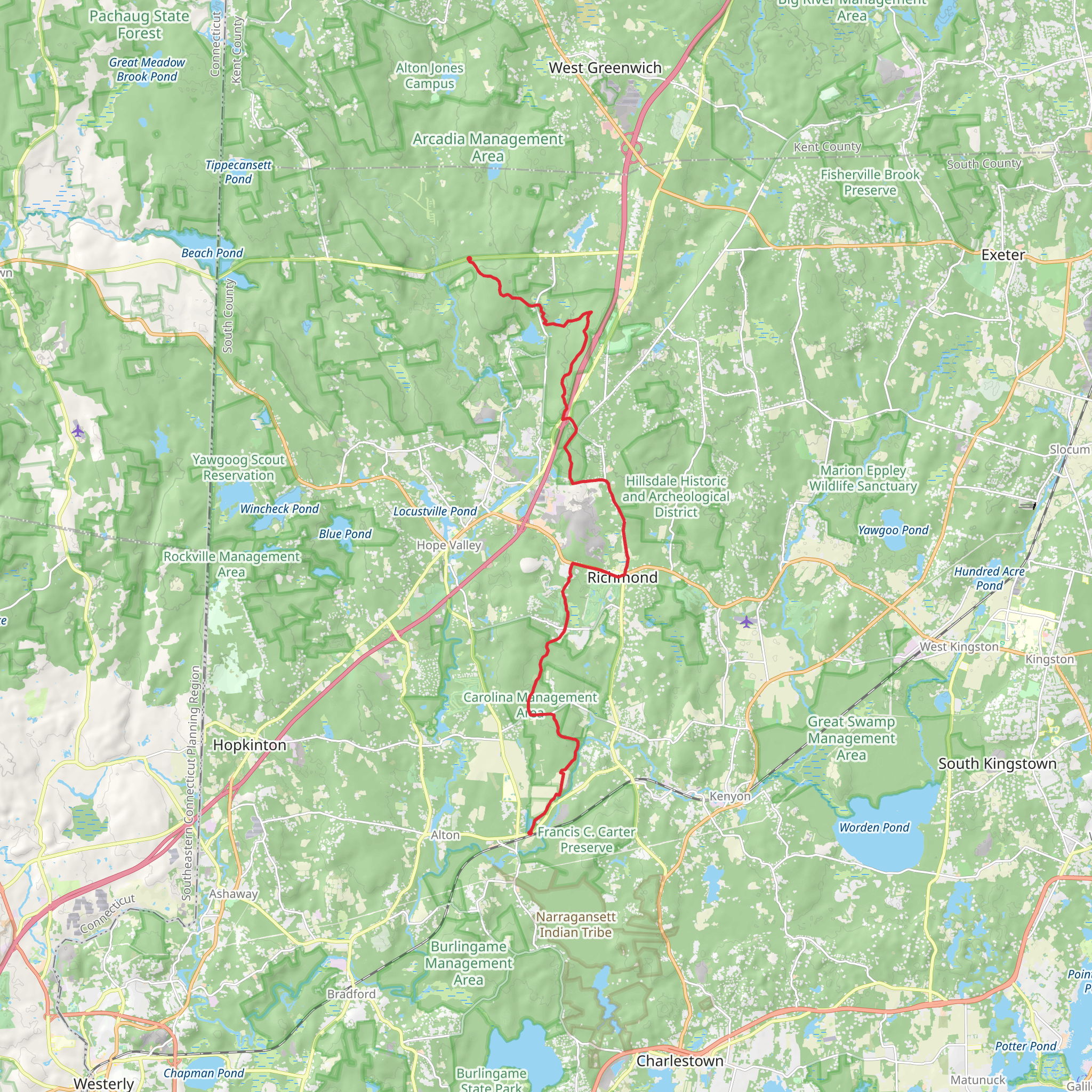 North South and Bald Hill Brook Trail mobile static map