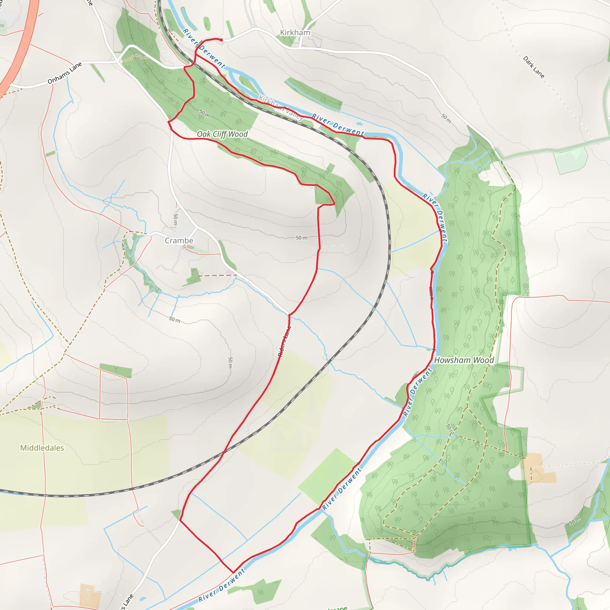 River Derwent and Oak Cliff Wood Loop - Kirkham mobile static map