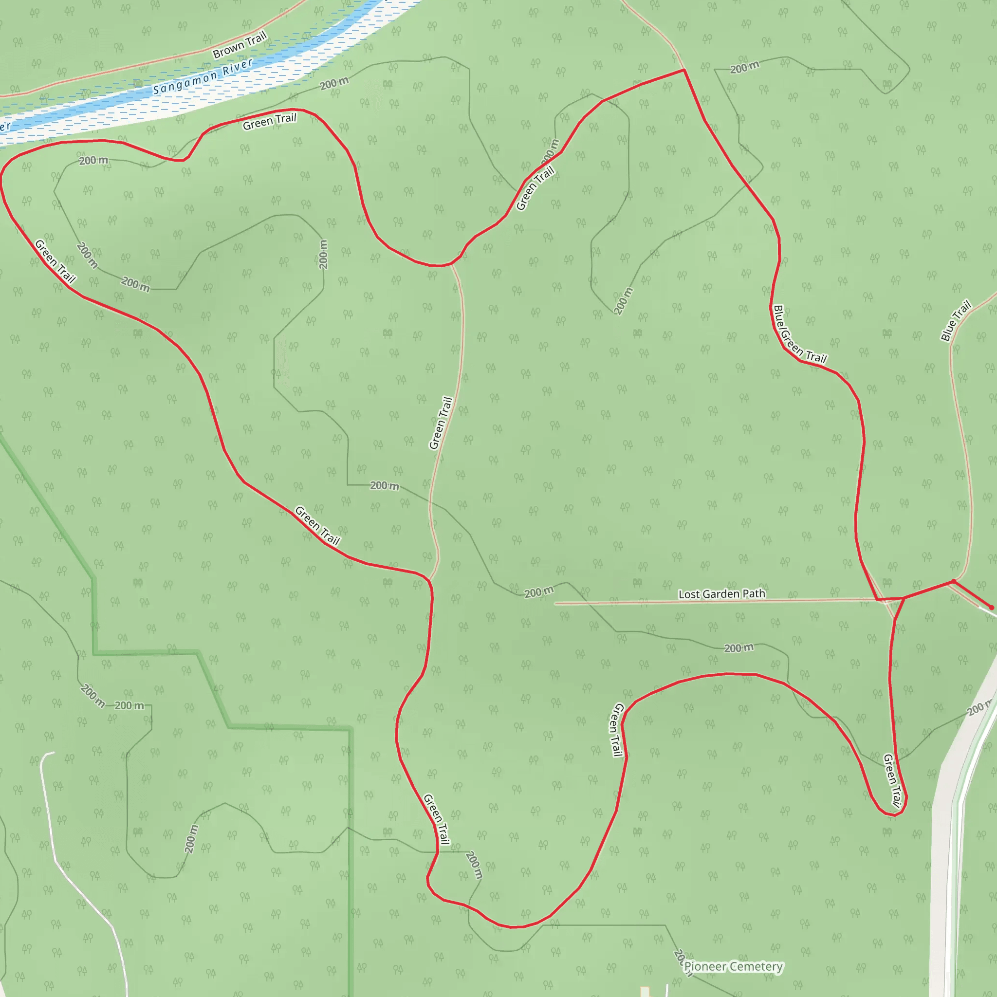 Green and Draft Blue Loop mobile static map