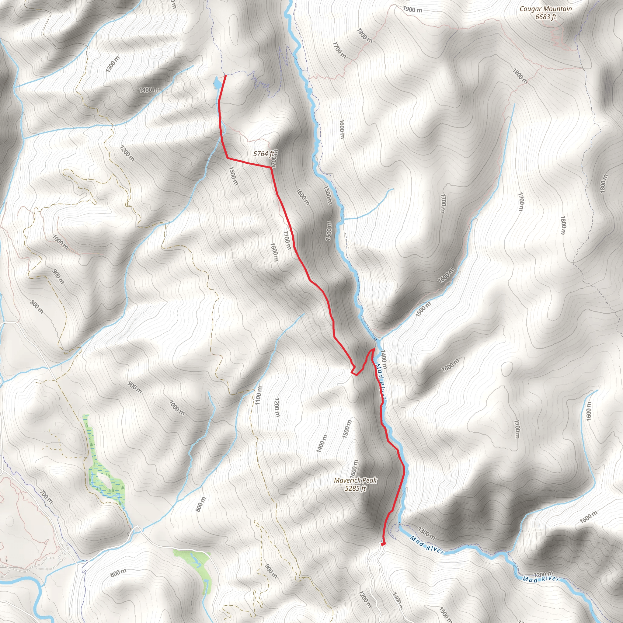 Hi Yu Trail via Upper Mad River Trail mobile static map