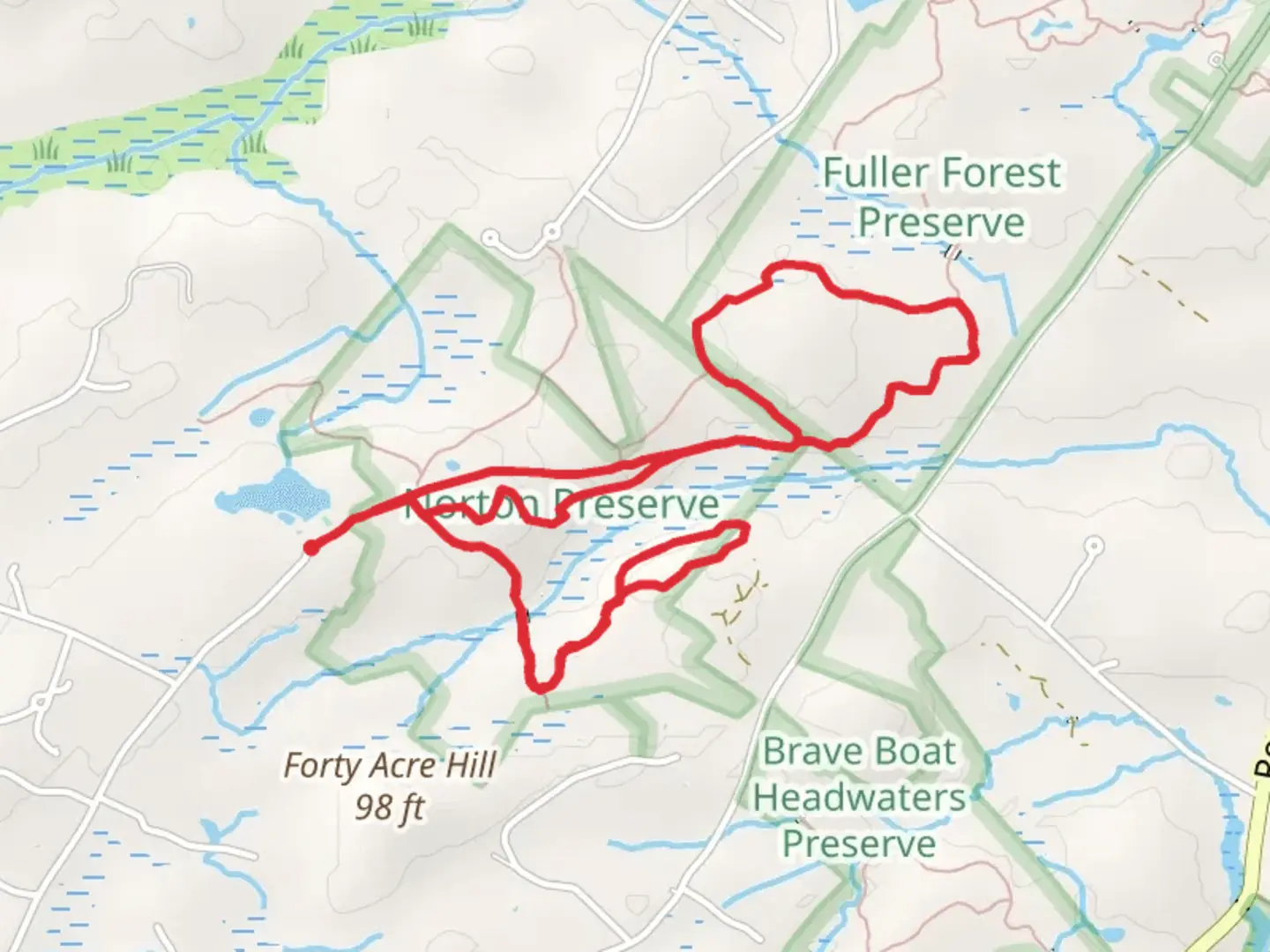 An image depicting the trail Barlett Ridge Trail and Friendship Trail Loop and its surrounding area.