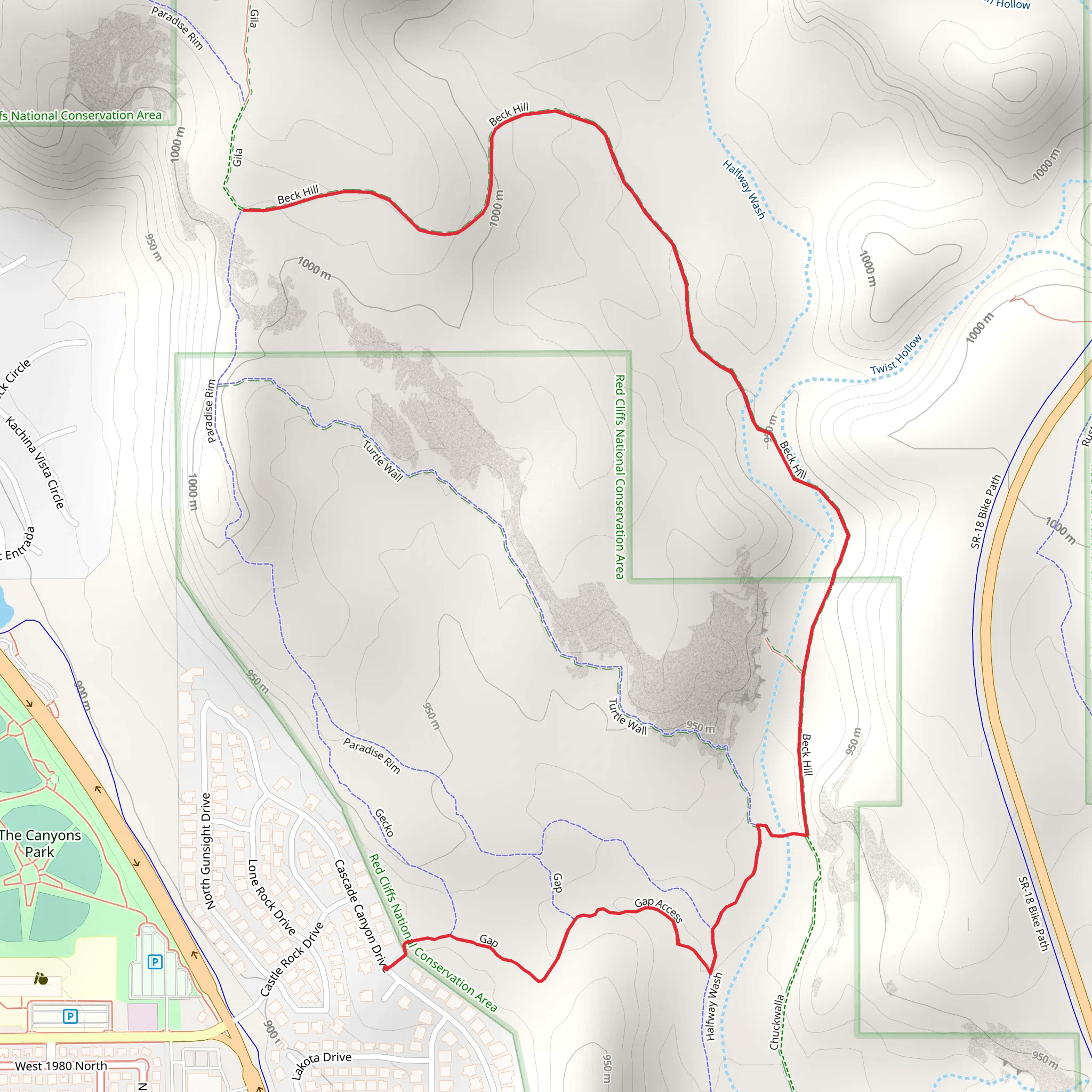 Gap Trail and Beck Hill Trail mobile static map