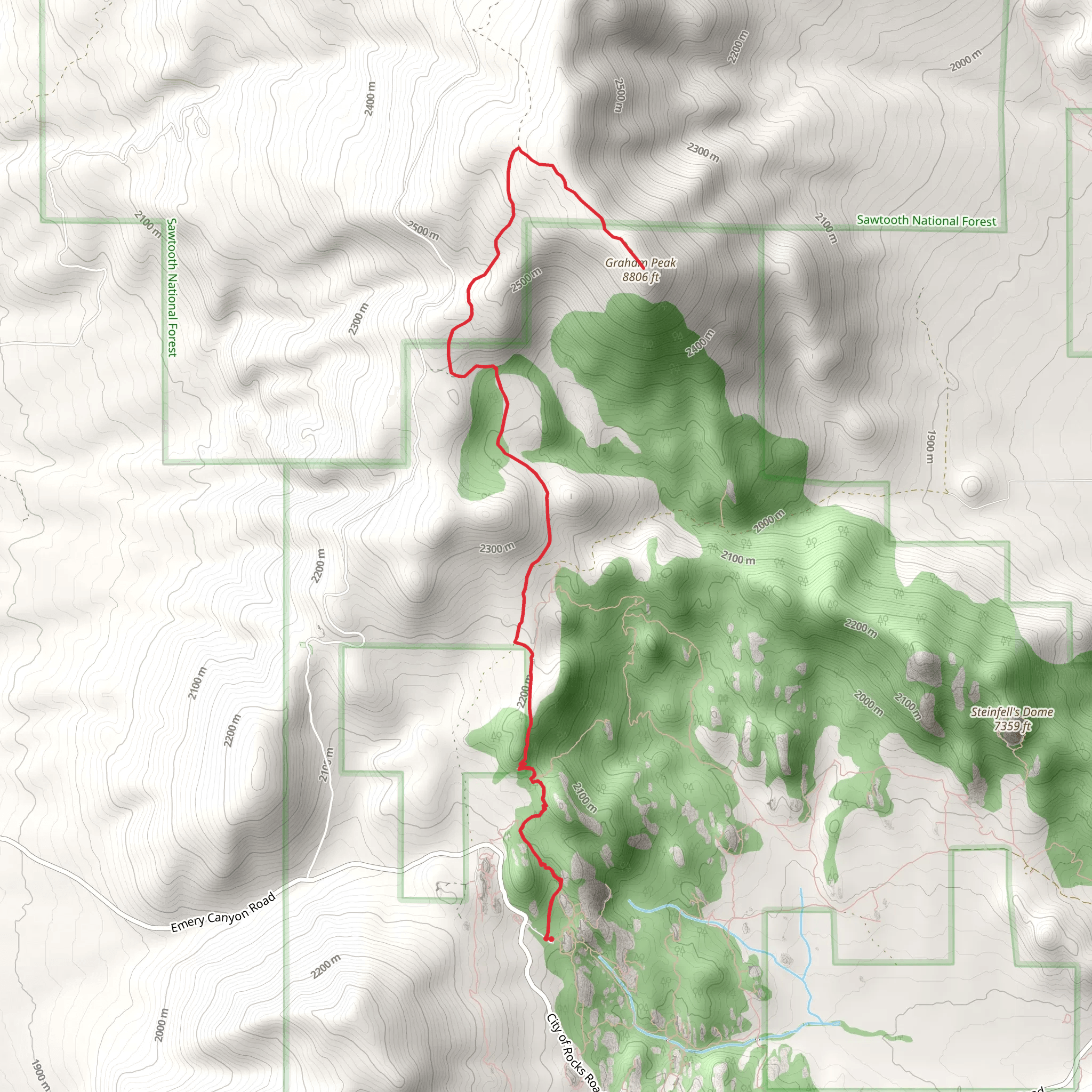 Graham Peak via North Fork Circle Creek mobile static map