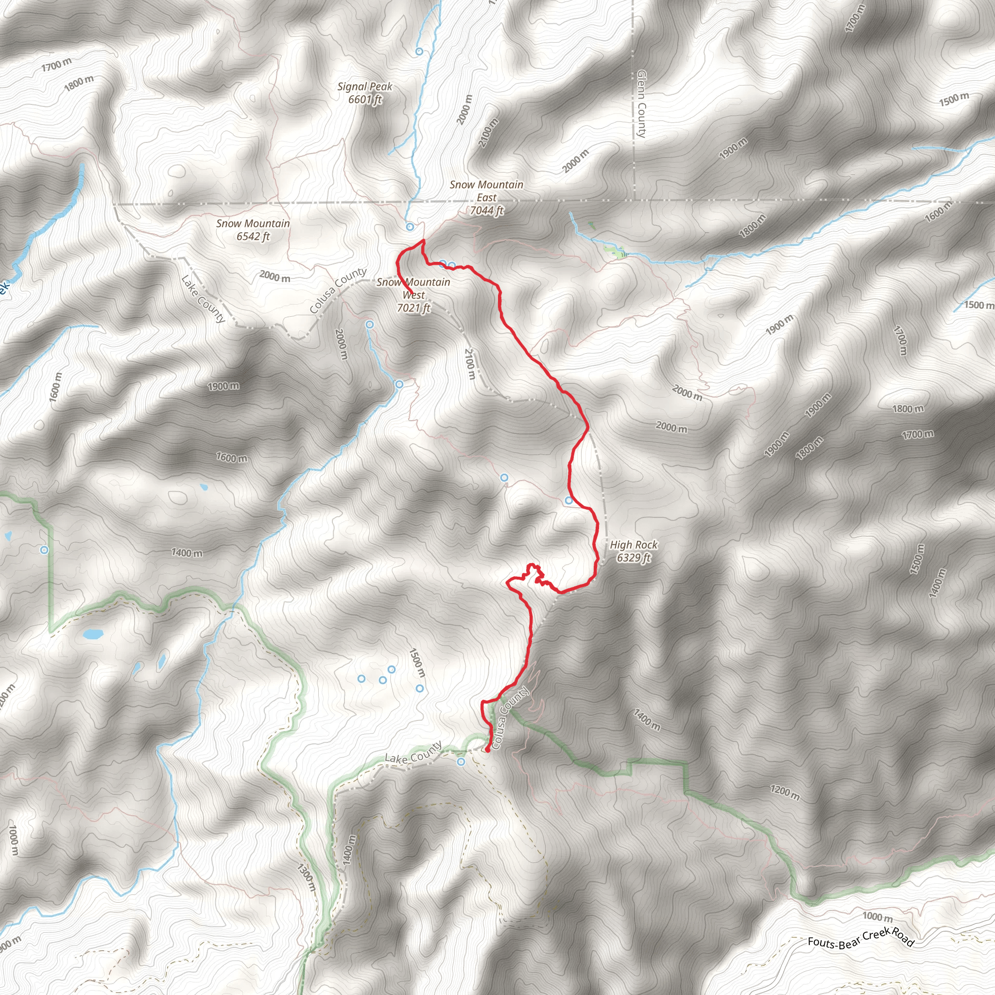 Snow Mountain West via Summit Trail mobile static map