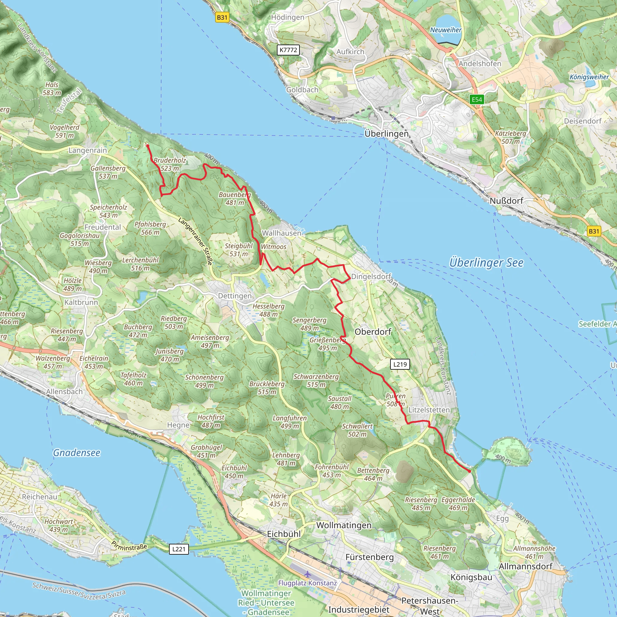 Kargegg to Litzelstetten Walk mobile static map