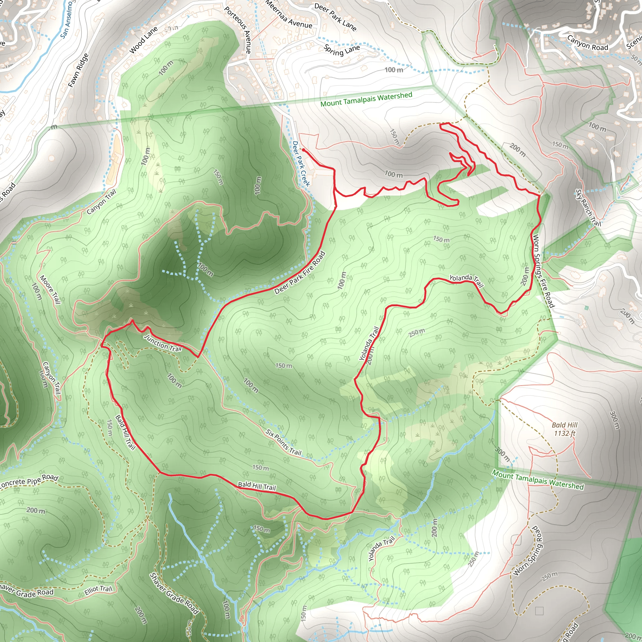 Deer Park, Yolanda and Junction Loop Trail mobile static map