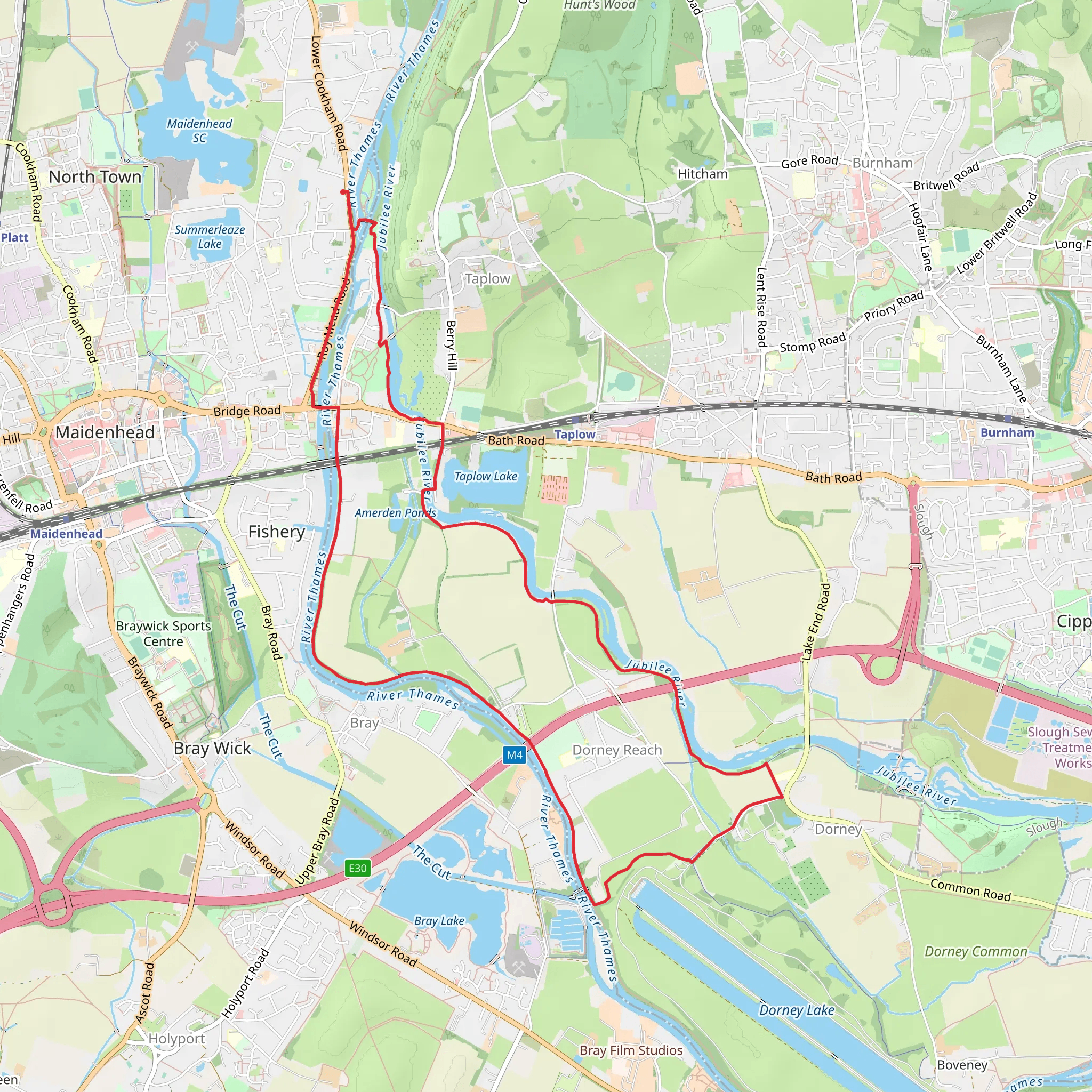 Jubilee River and River Thames via Thames Path mobile static map