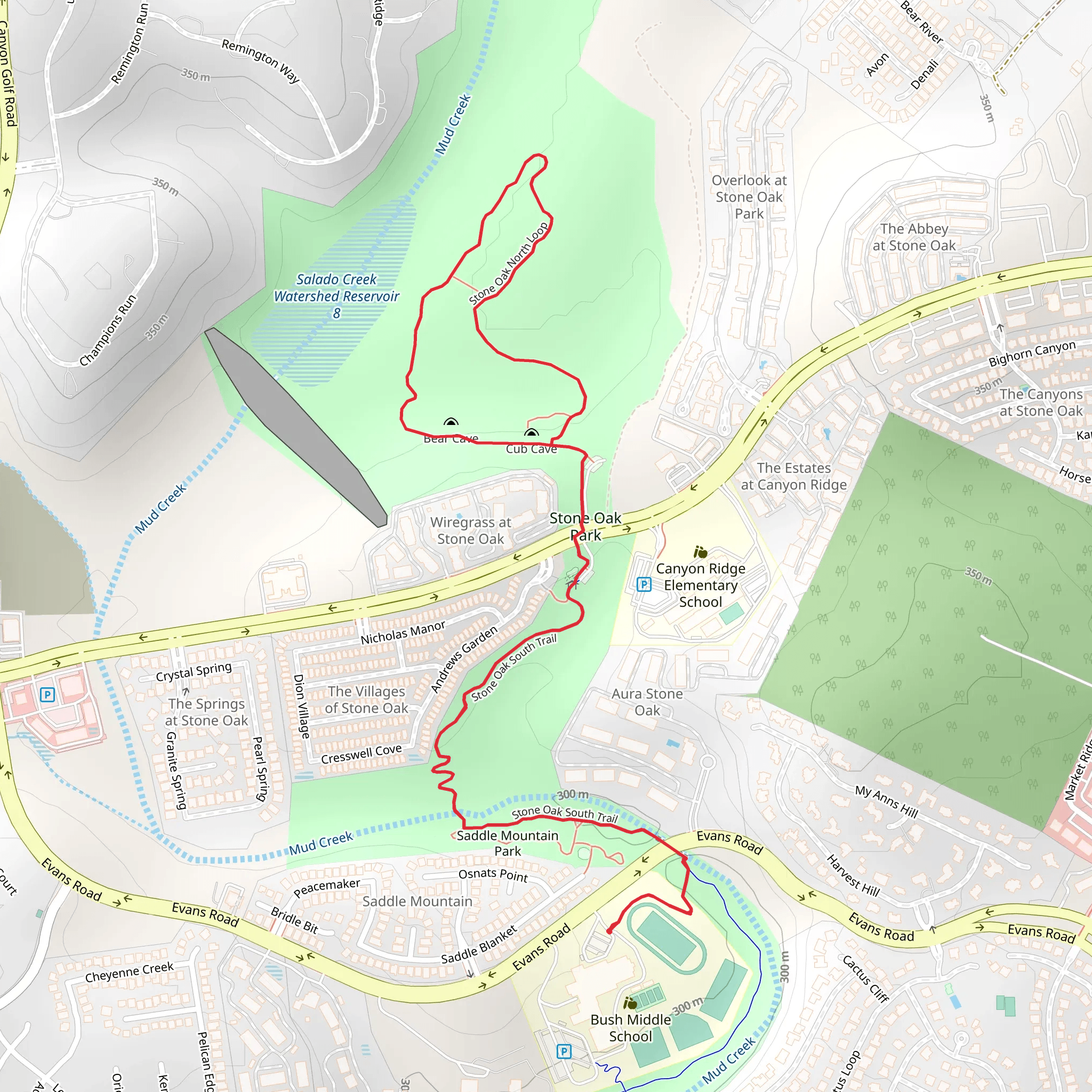Stone Oak Park Loop mobile static map