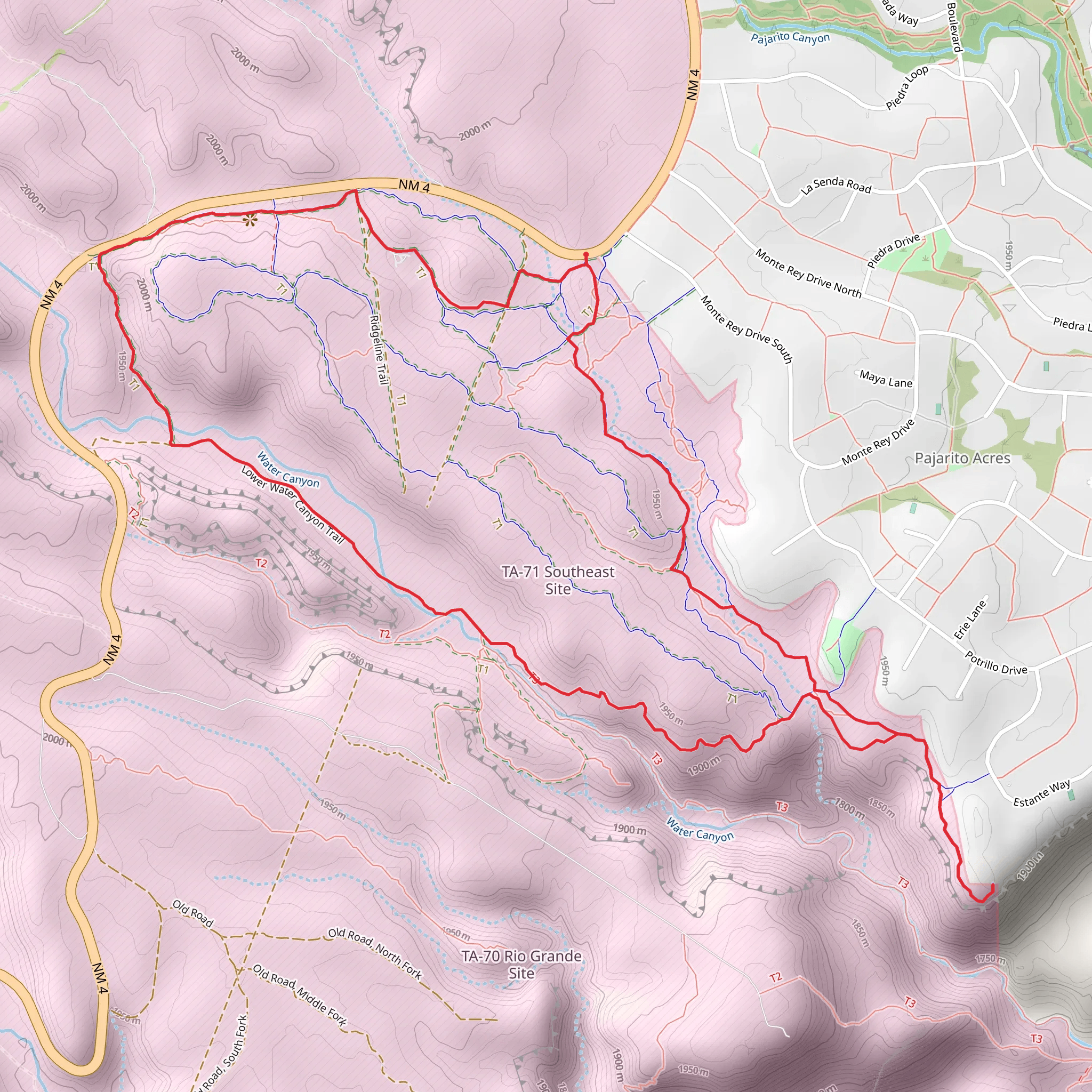 Potrillo Canyon, Estante and Boundary Loop Trail mobile static map