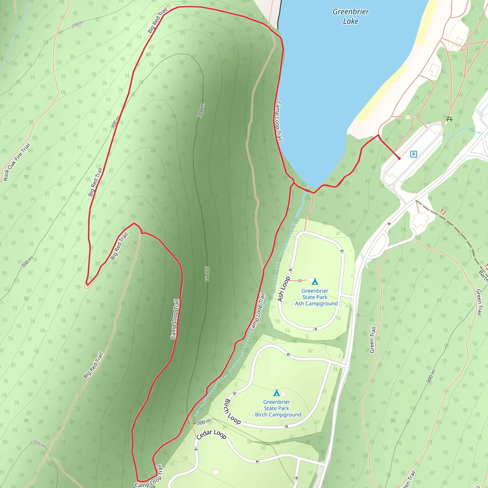 Big Red and Camp Loop Trail mobile static map