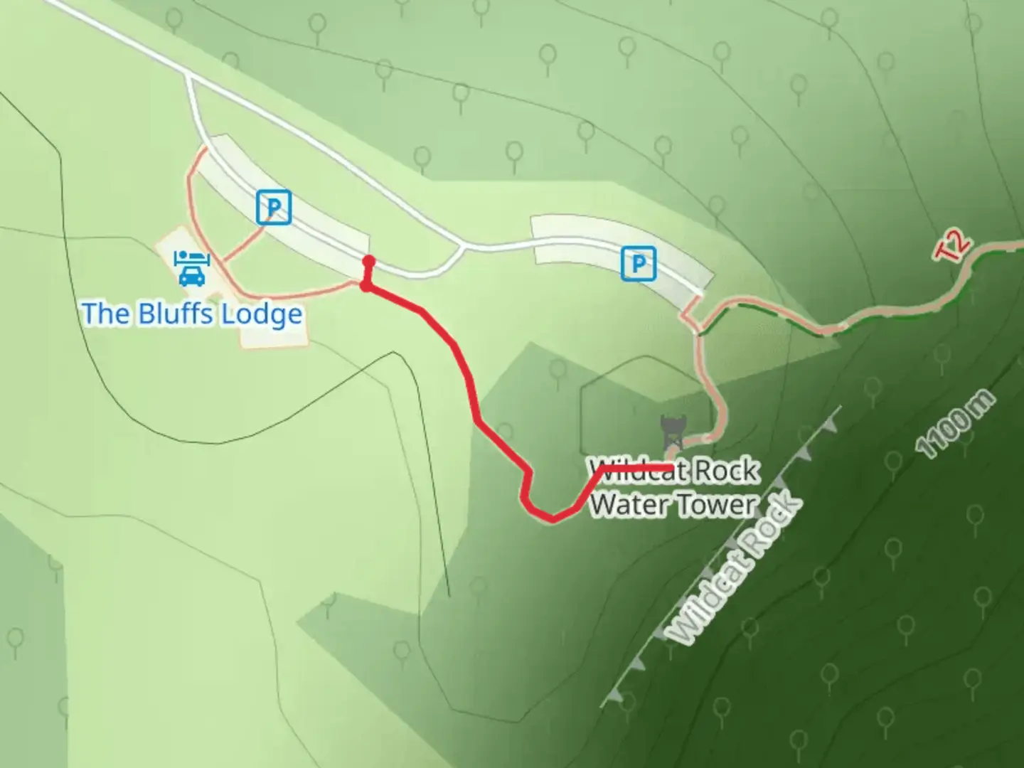 An image depicting the trail The Bluffs Lodge East Walk and its surrounding area.