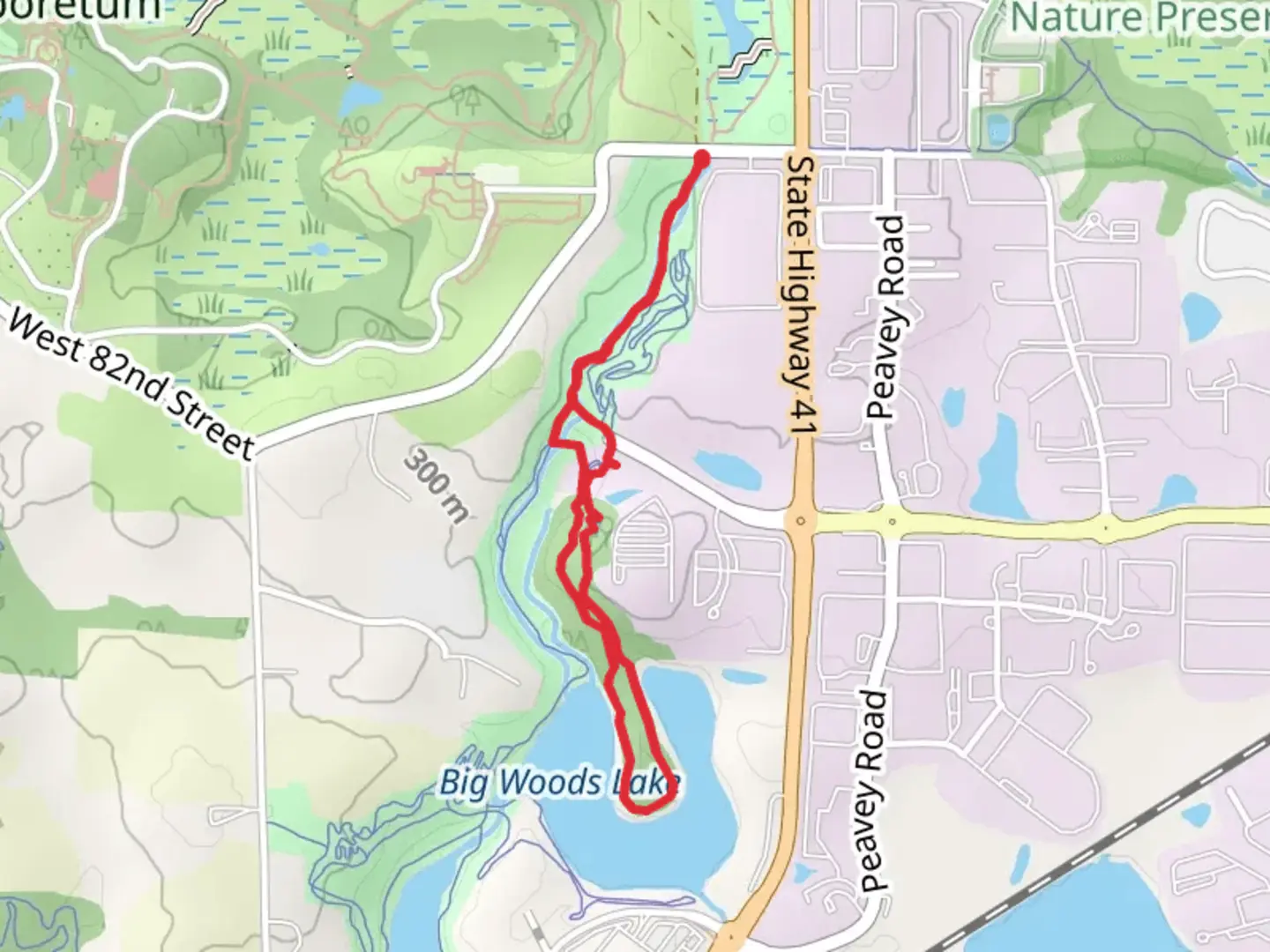 An image depicting the trail Peninsula Loop and its surrounding area.