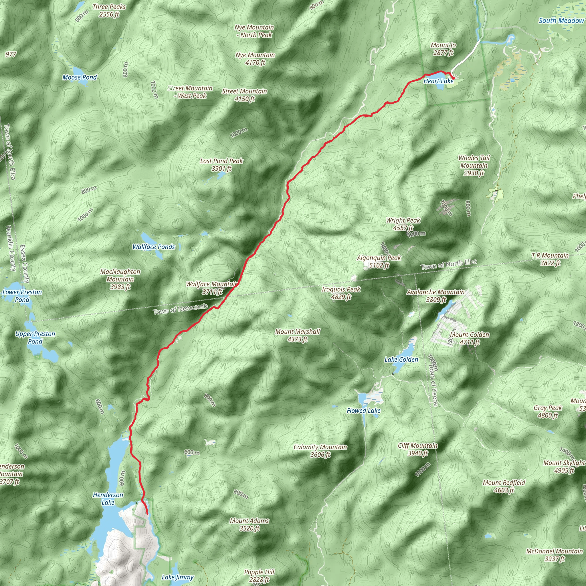 Indian Pass Crossover Trail from Adirondack Loj Road mobile static map
