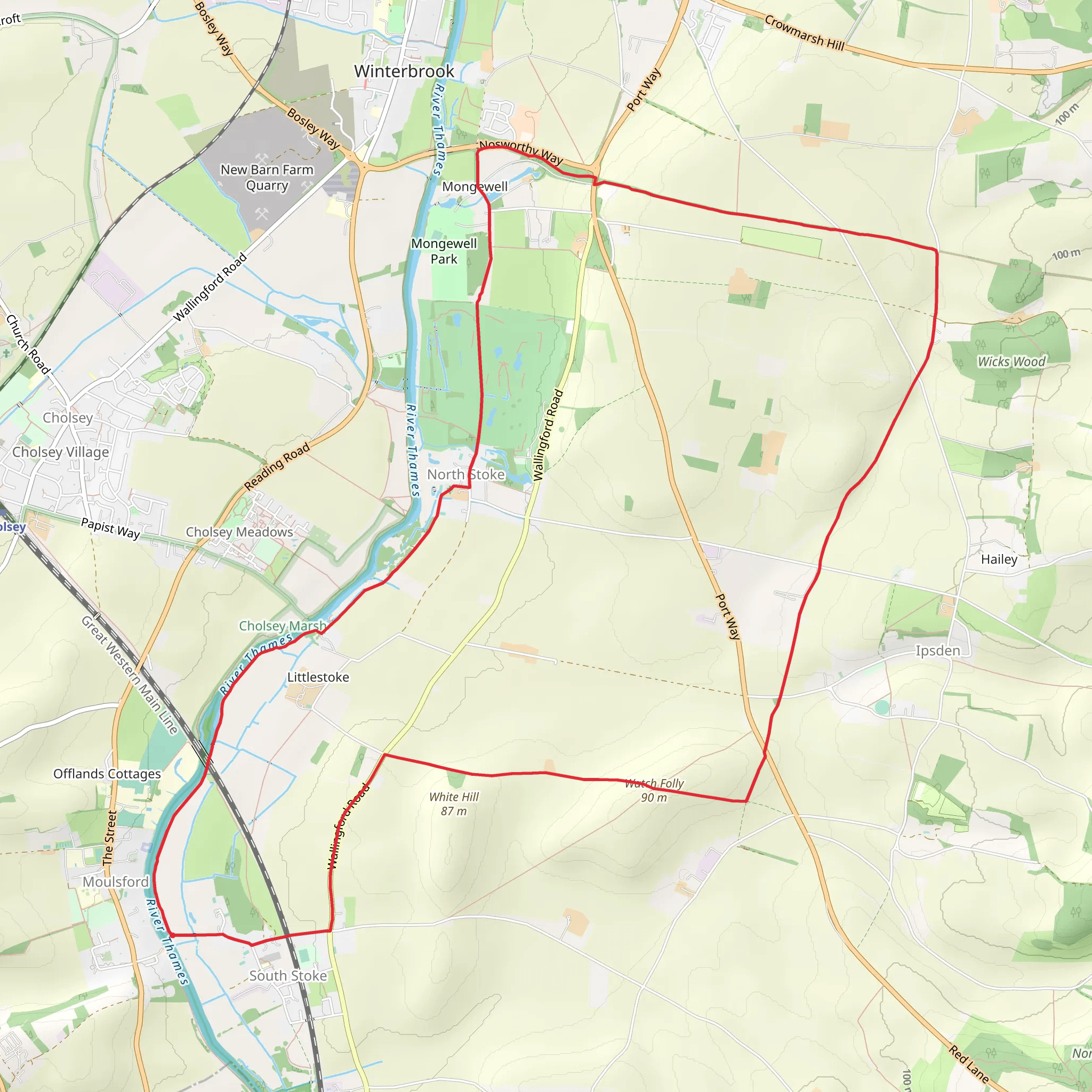 South Stoke to Mongewell Loop via River Thames mobile static map