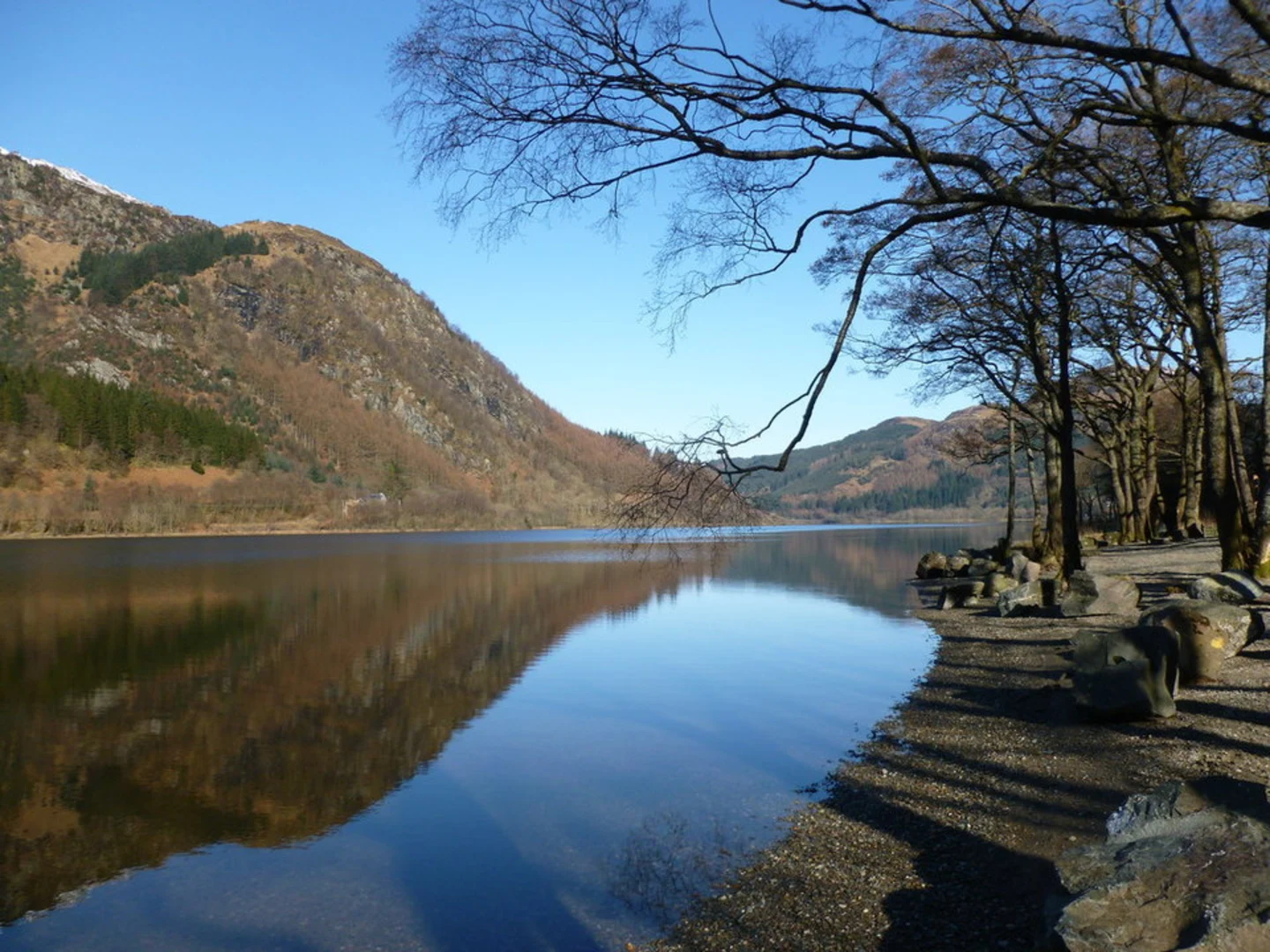 An image depicting the trail Stank Burn Loop - Loch Lubnaig and its surrounding area.