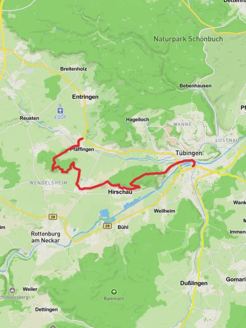 An image depicting the trail Pfaffingen to Tubingen Walk and its surrounding area.