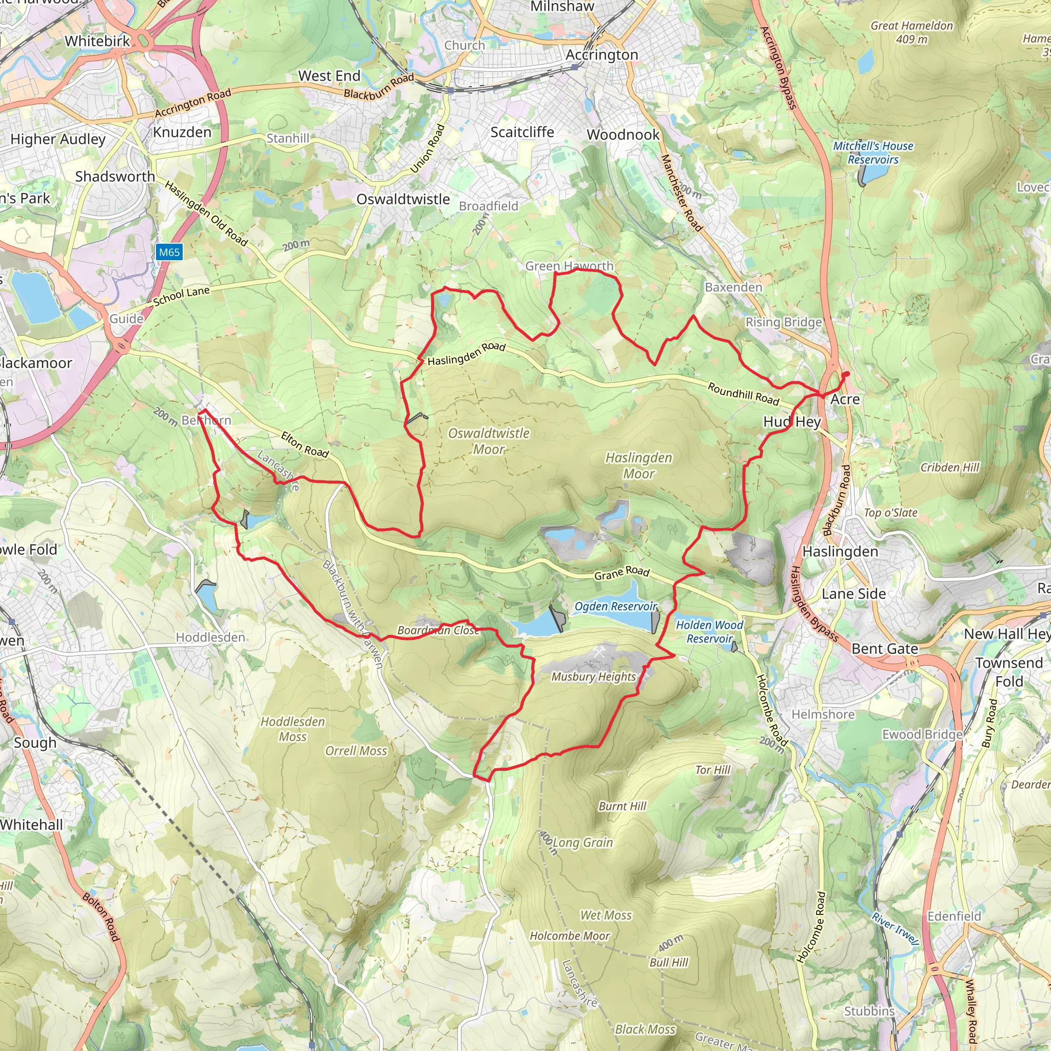 Haslingden Loop via Pennine Way mobile static map