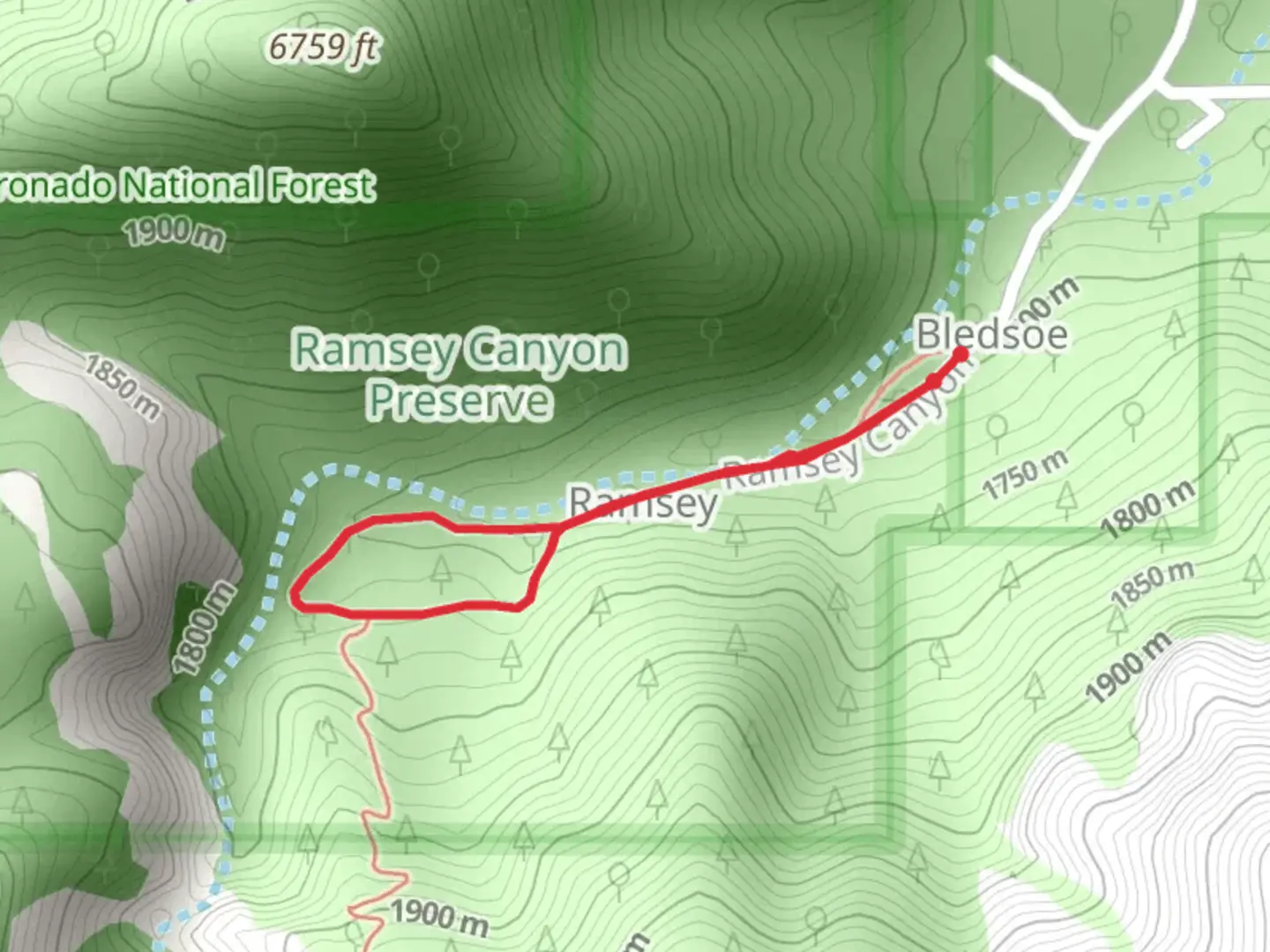 An image depicting the trail Ramsey Toll Road and Braniard Loop and its surrounding area.