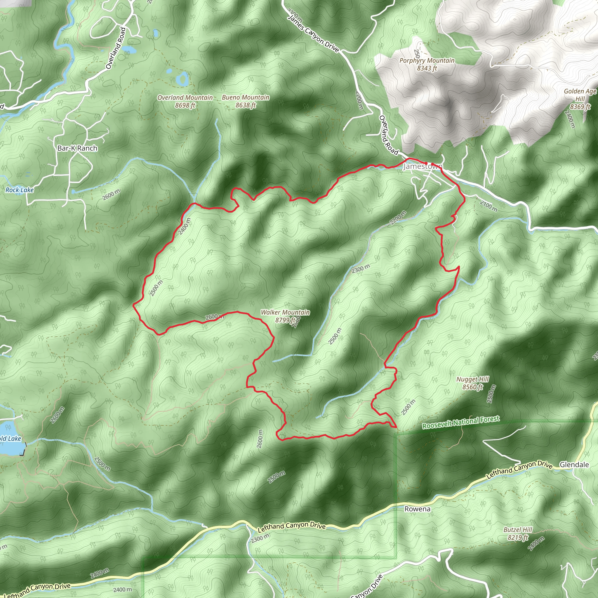 Loop around Walker Mountain - Jamestown mobile static map