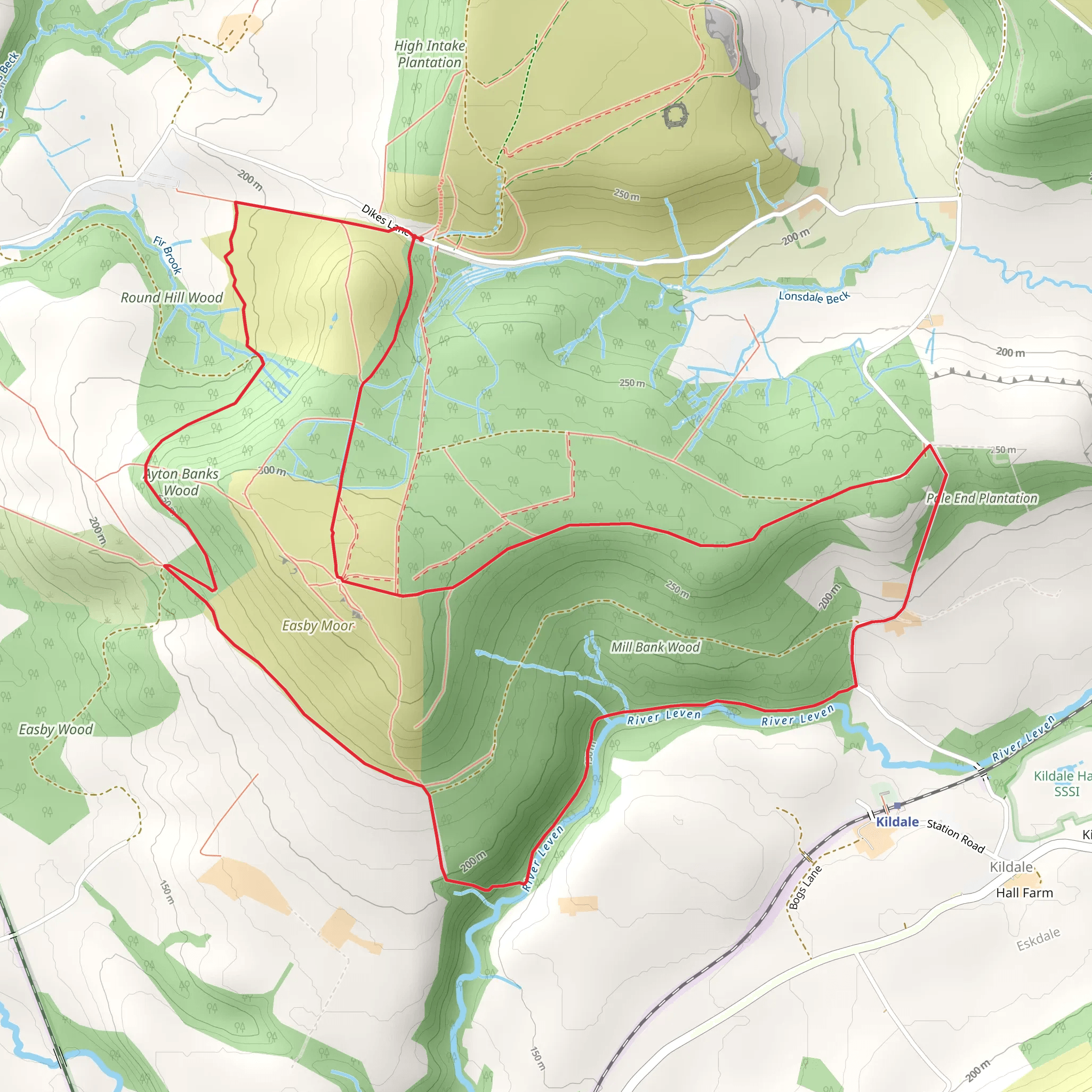 Ayton Banks Wood and river Leven Loop mobile static map