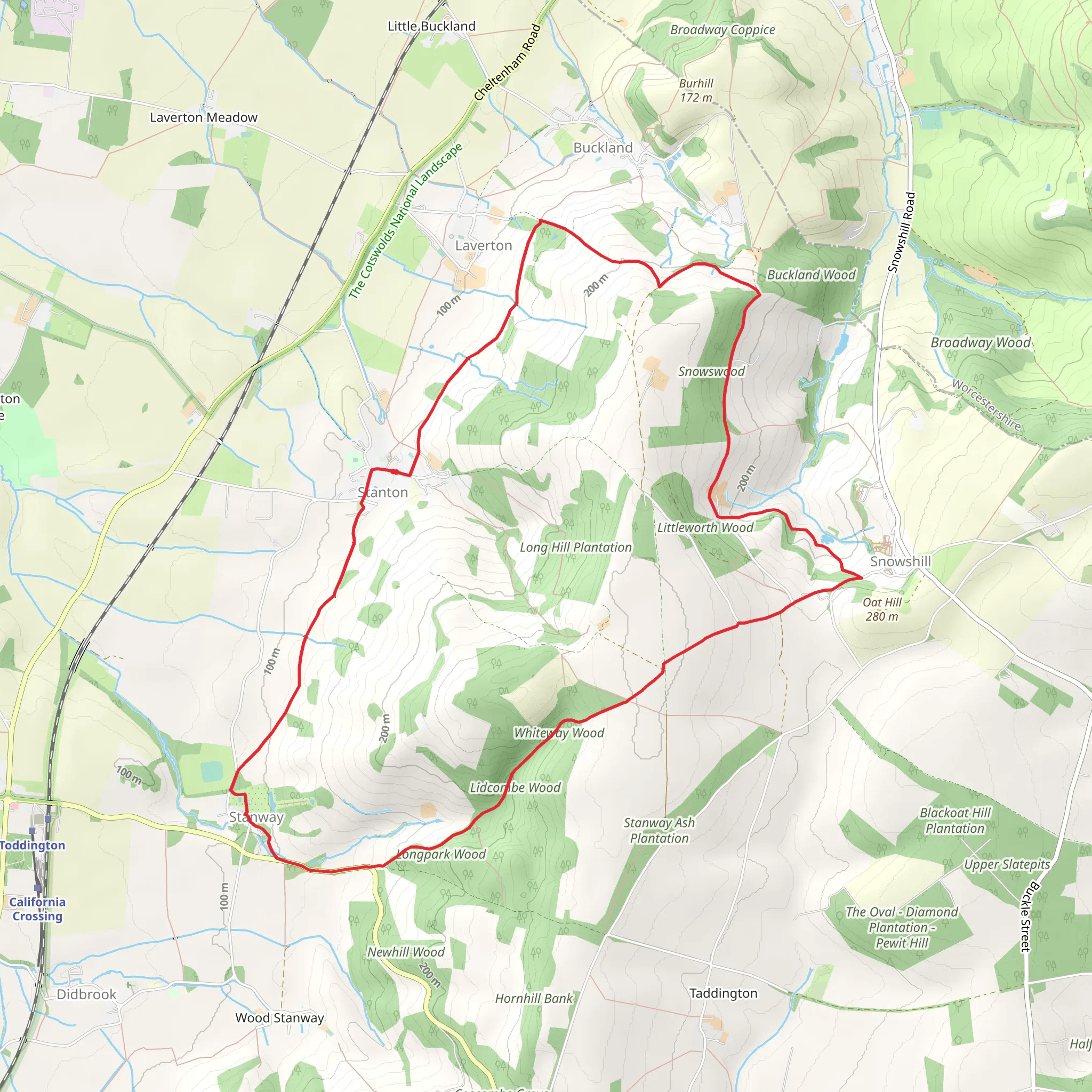 Stanway and Snowshill from Stanton mobile static map