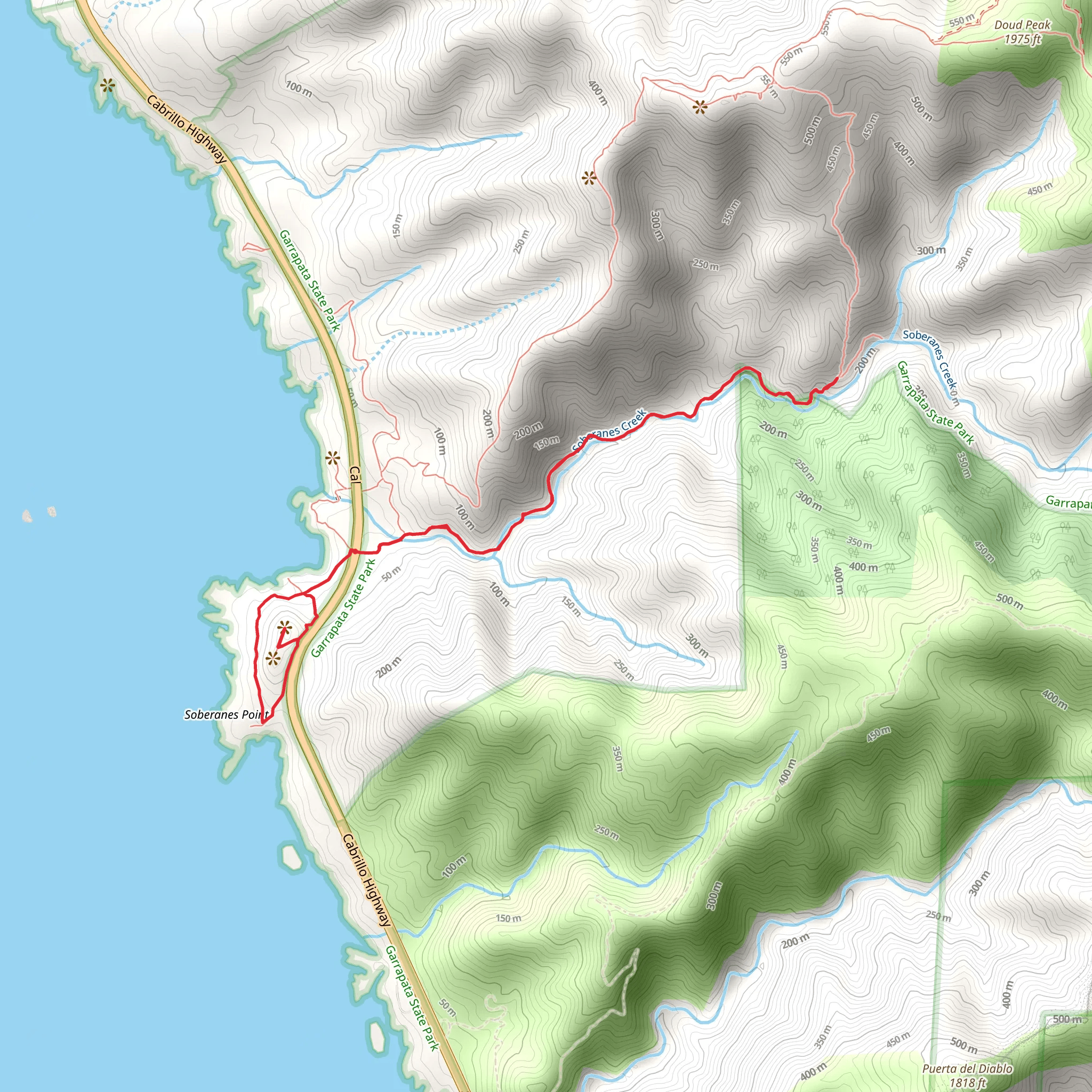 Soberanes Canyon Trail and Whale Peak Loop mobile static map
