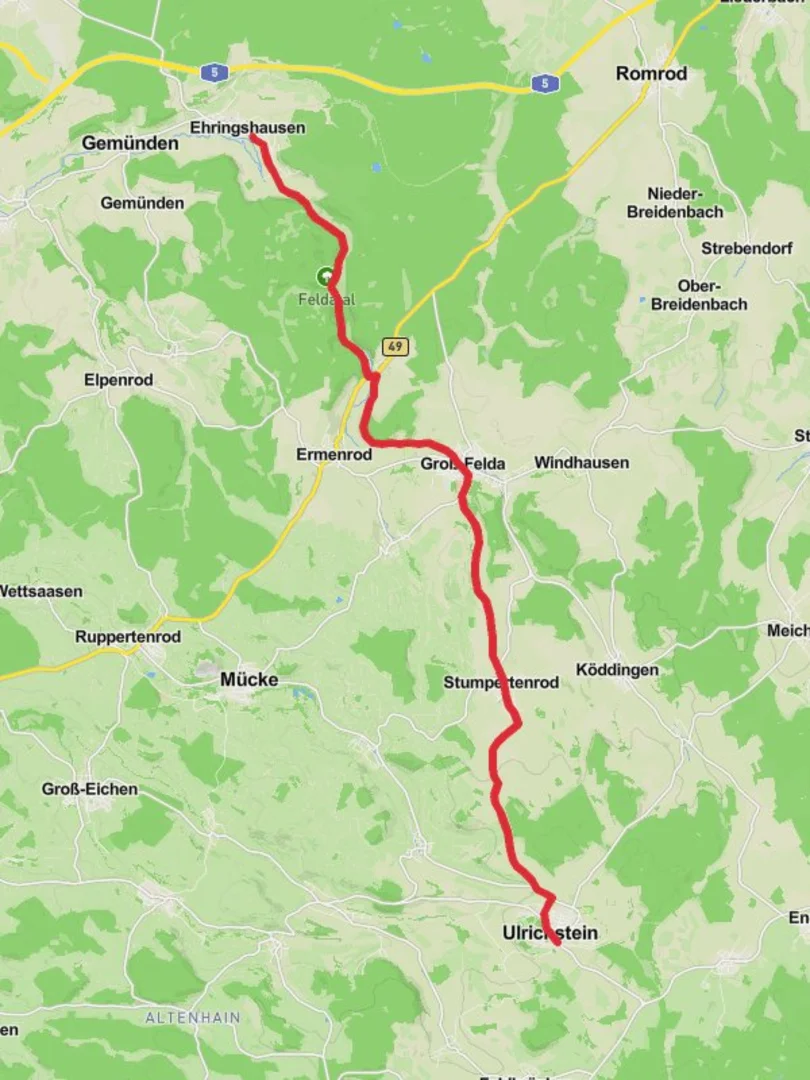 An image depicting the trail Ulrichstein to Ehringshausen Walk and its surrounding area.
