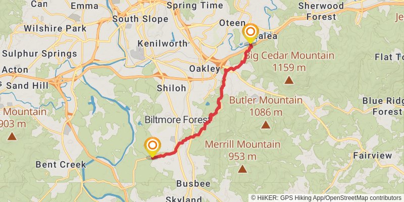 Mountains-to-Sea Trail stage 14 Map