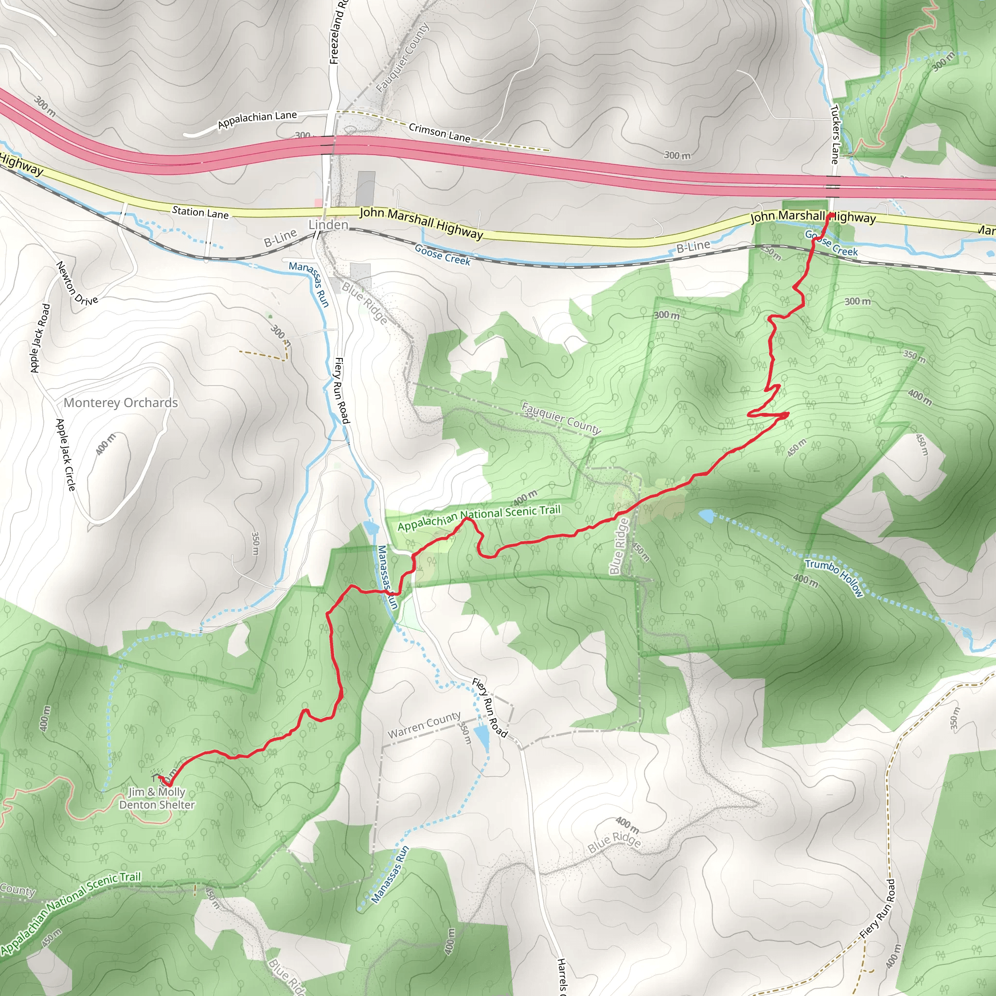 Jim and Molly Denton Shelter Appalachian Trail mobile static map