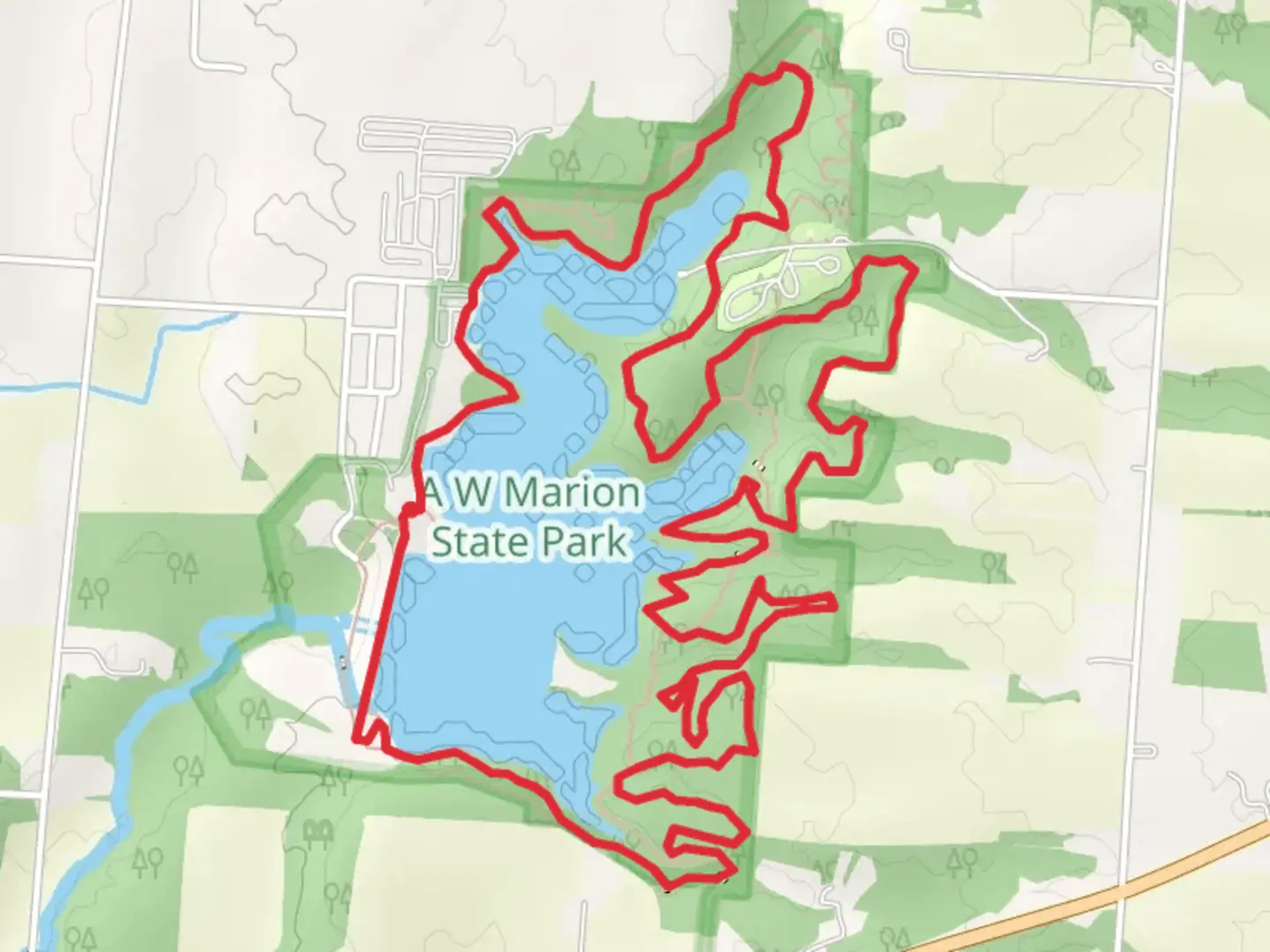 An image depicting the trail Hargus Lake Loop and its surrounding area.