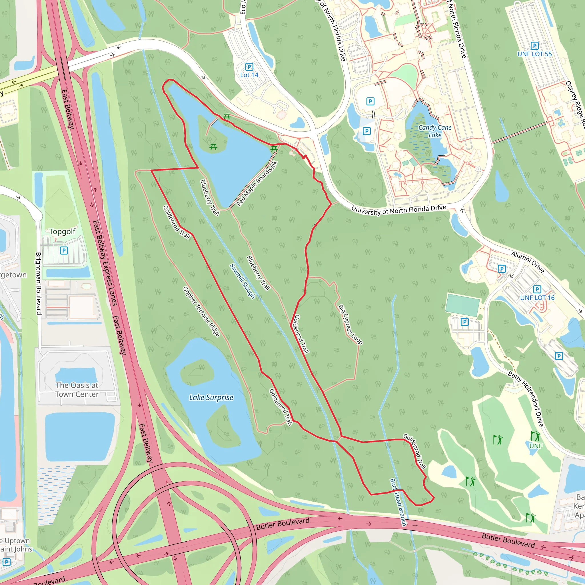 Lake Oneida Loop via Goldenrod Trail mobile static map