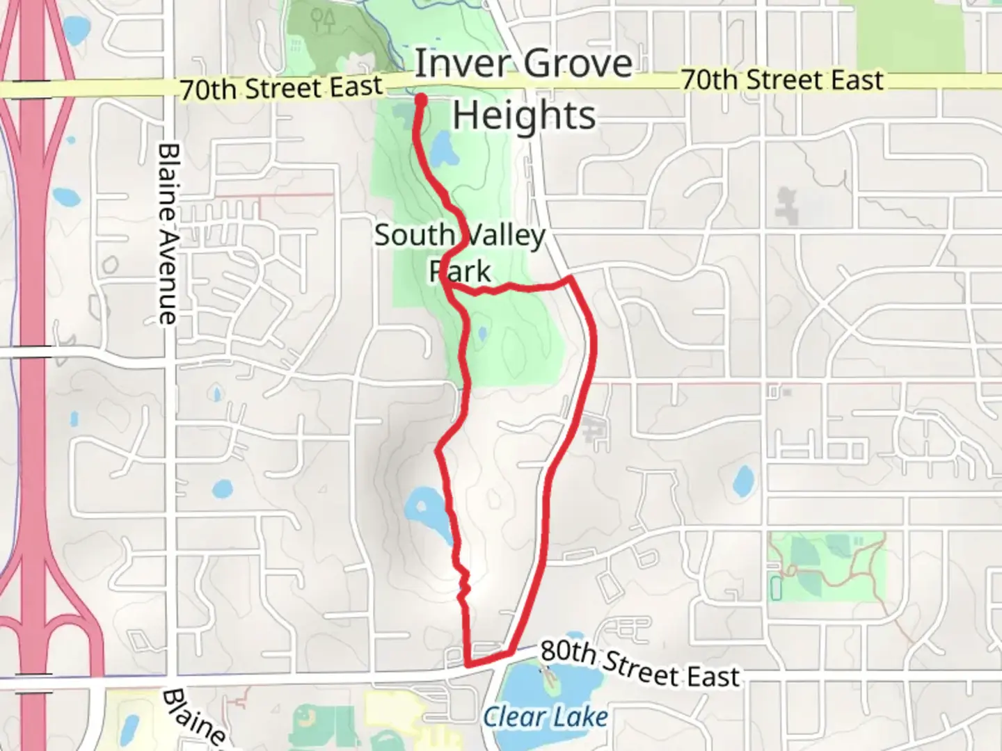 An image depicting the trail South Valley Park Loop and its surrounding area.