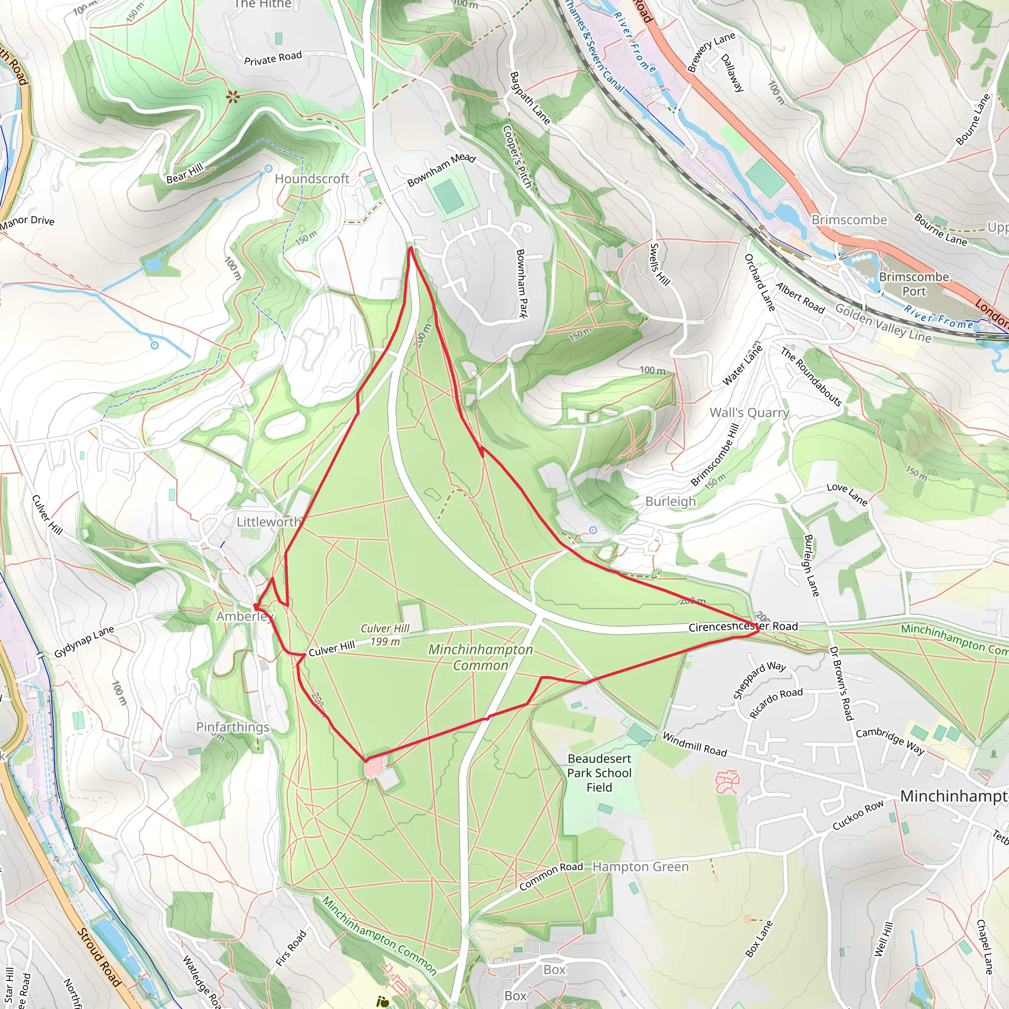 Minchinhampton Common Loop - Amberley mobile static map