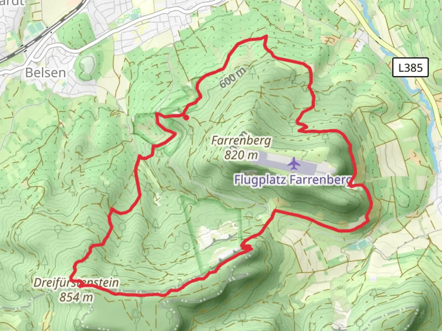 An image depicting the trail Dreifürstensteig Loop and its surrounding area.