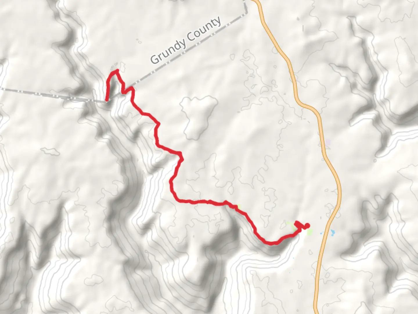 An image depicting the trail Raven Point via Fiery Gizzard Trail and its surrounding area.