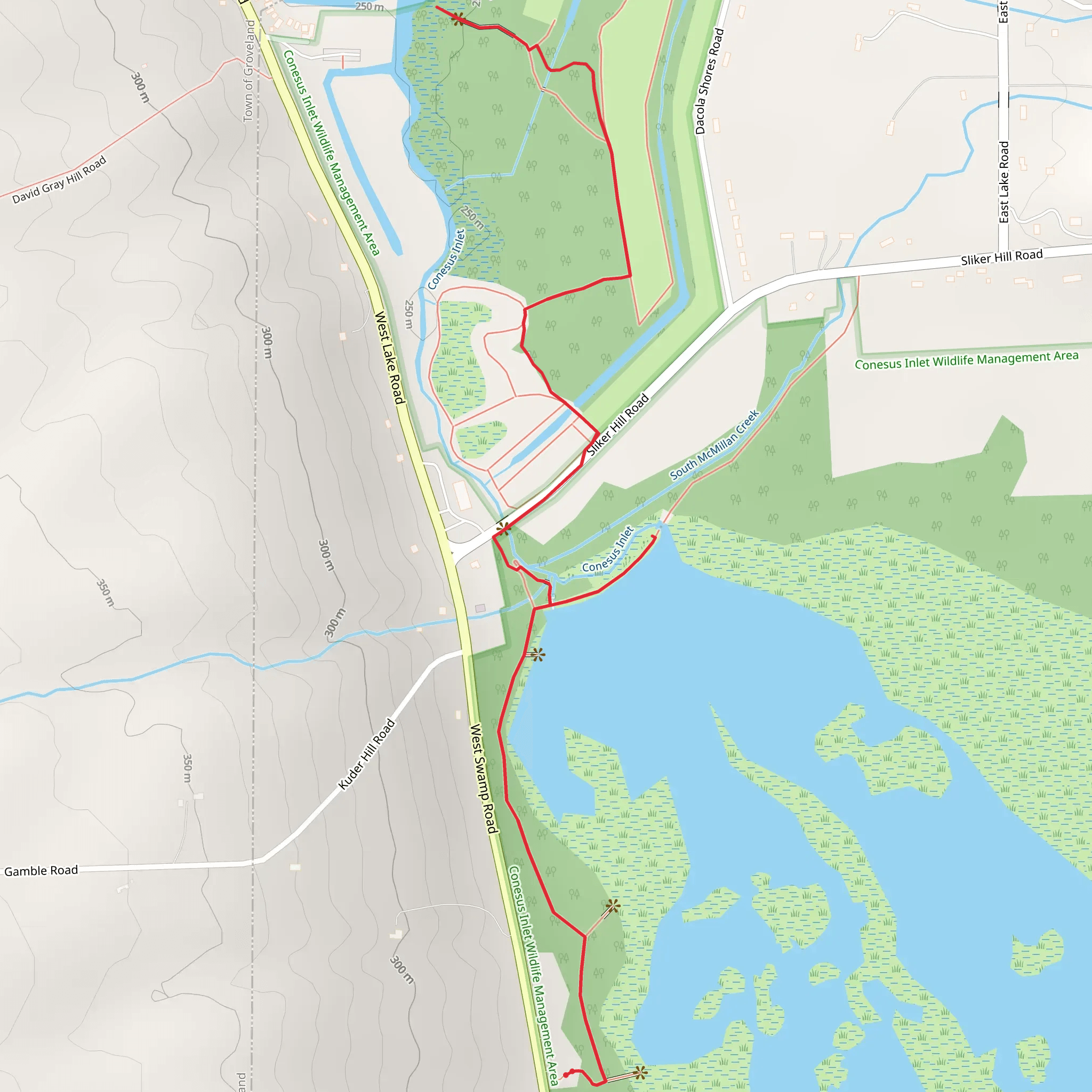 South McMillan Creek and Conesus Inlet mobile static map