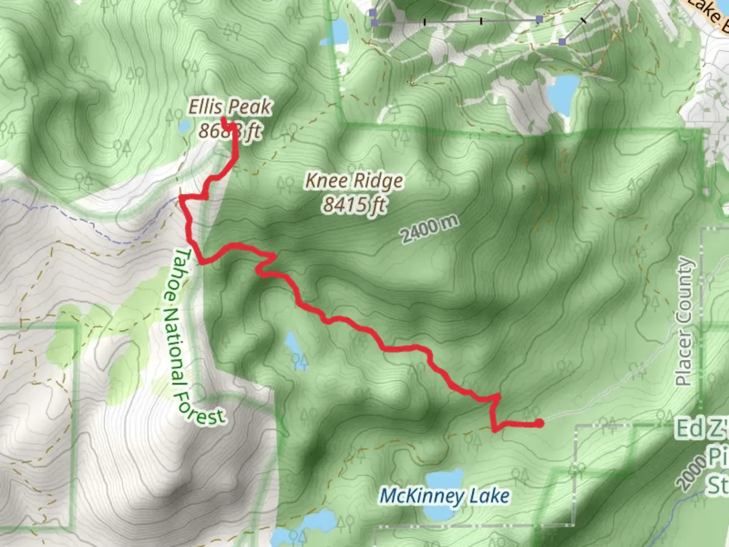 An image depicting the trail Ellis Peak via Rubicon Trail and its surrounding area.