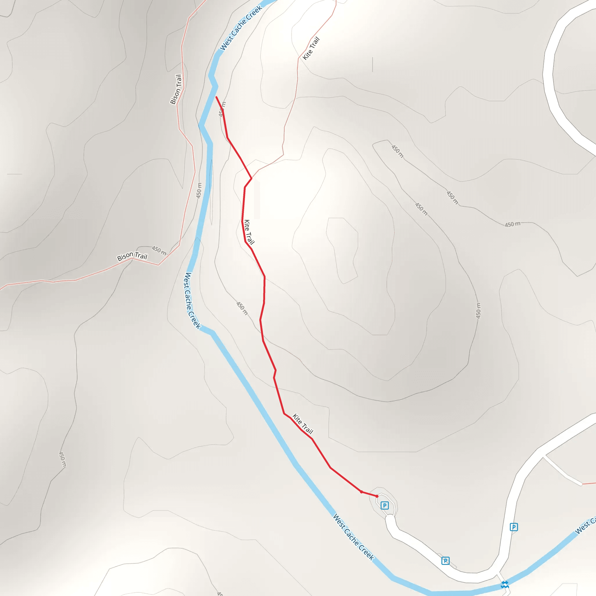 West Cache Creek via Kite Trail mobile static map