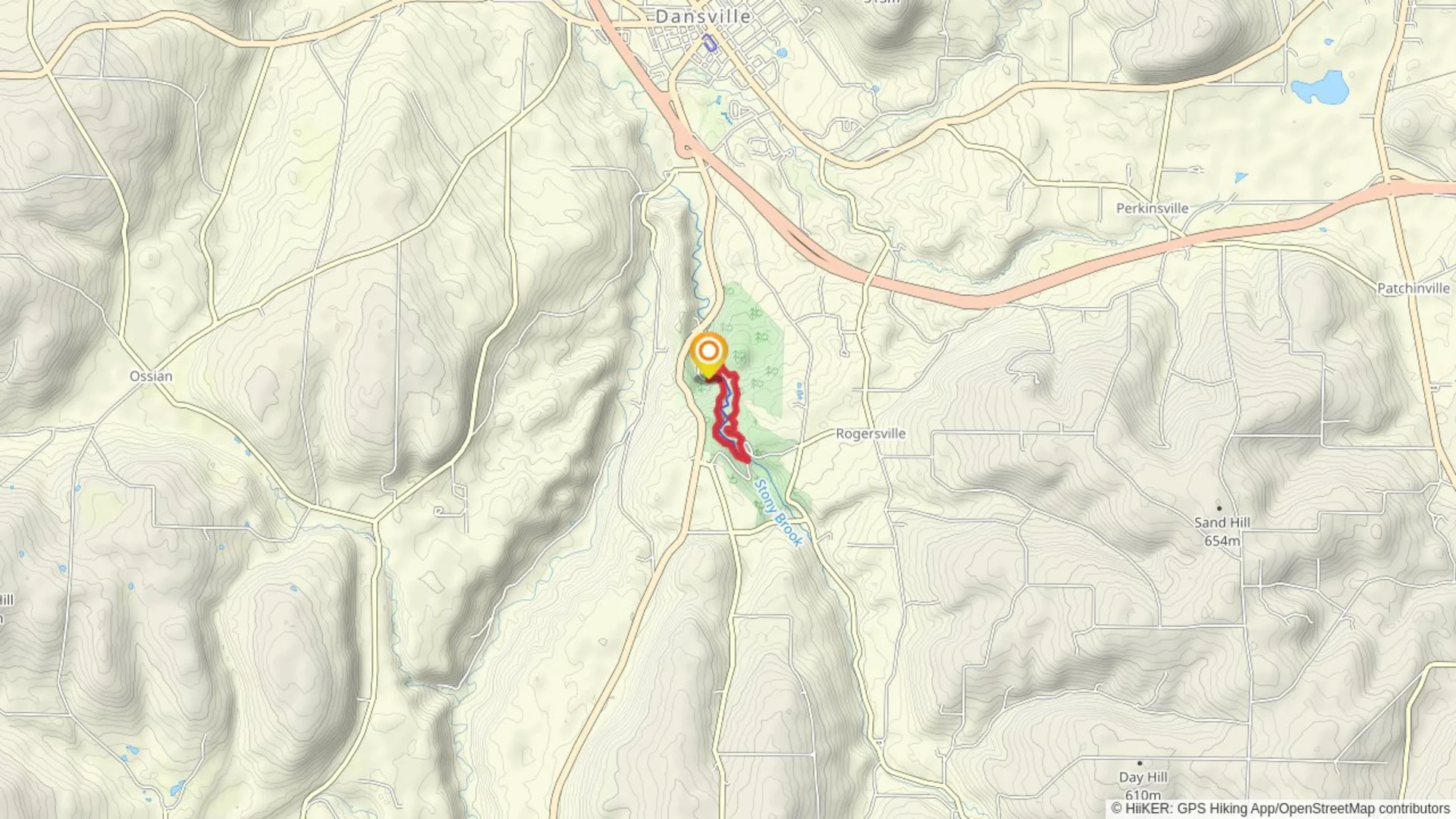 An image depicting the trail Stony Brook State Park Loop Trail and its surrounding area.