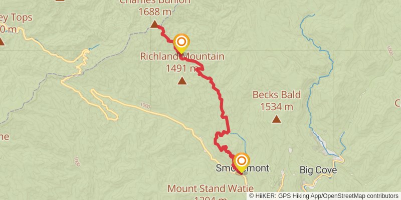 Dry Sluice Gap via Smokemont Trail stage 3 Map