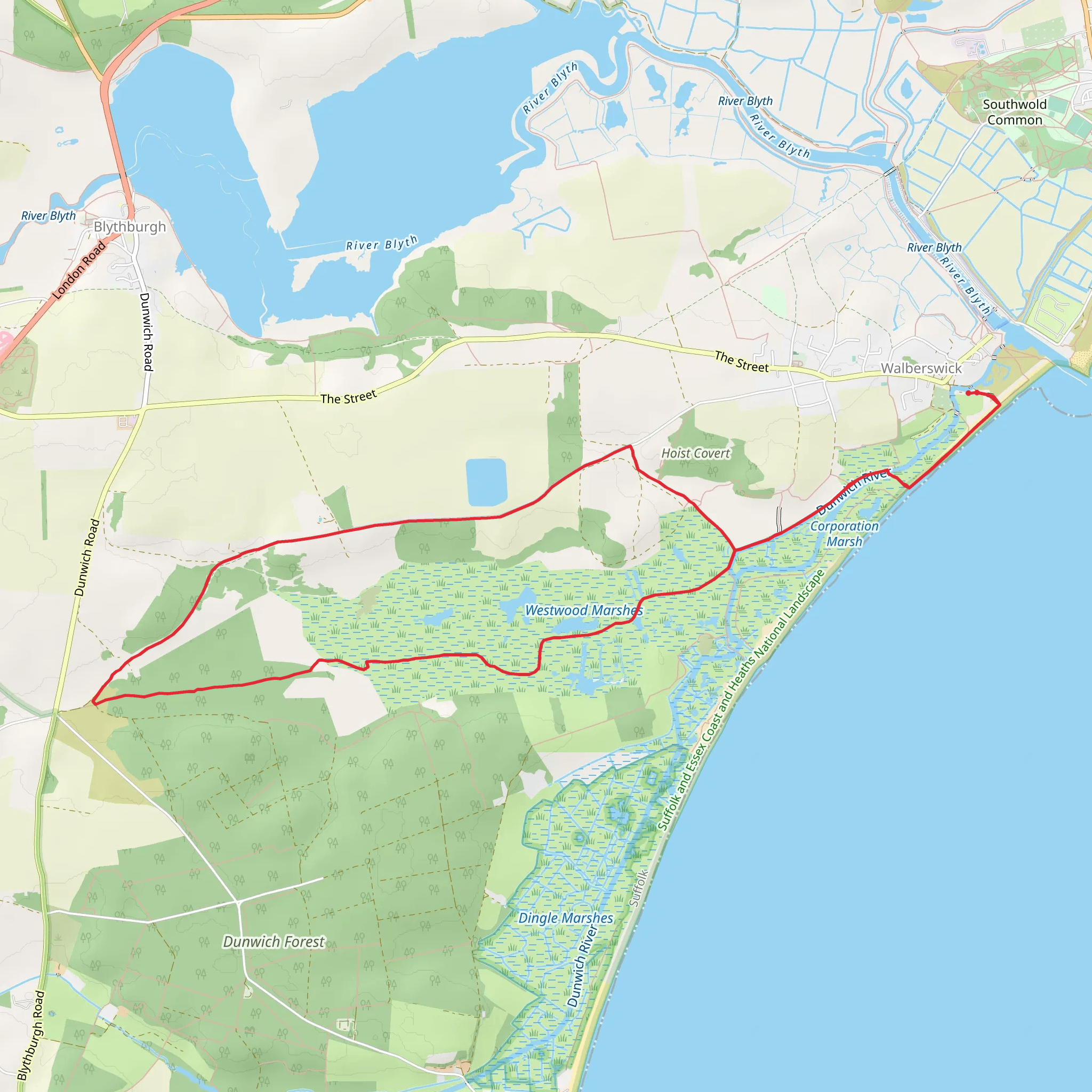 Suffolk Coast National Nature Reserve Walk mobile static map