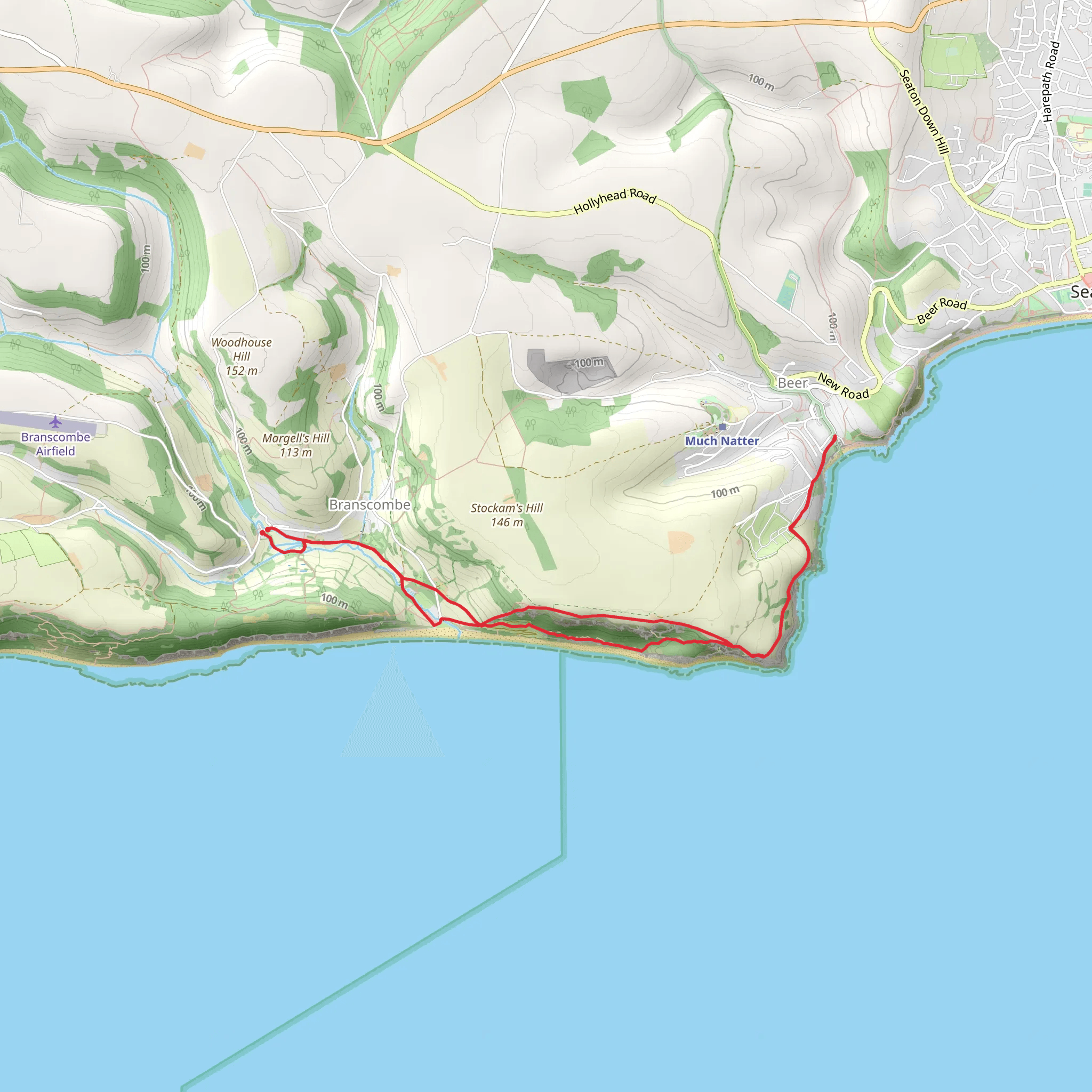 Branscombe to Beer Coastal Walk mobile static map