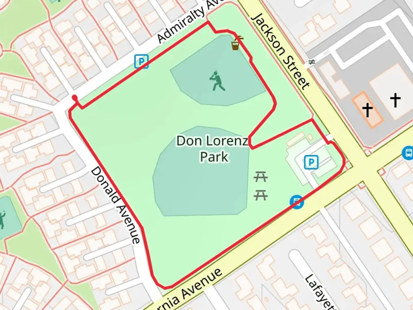 An image depicting the trail Don Lorenzi Park Loop and its surrounding area.