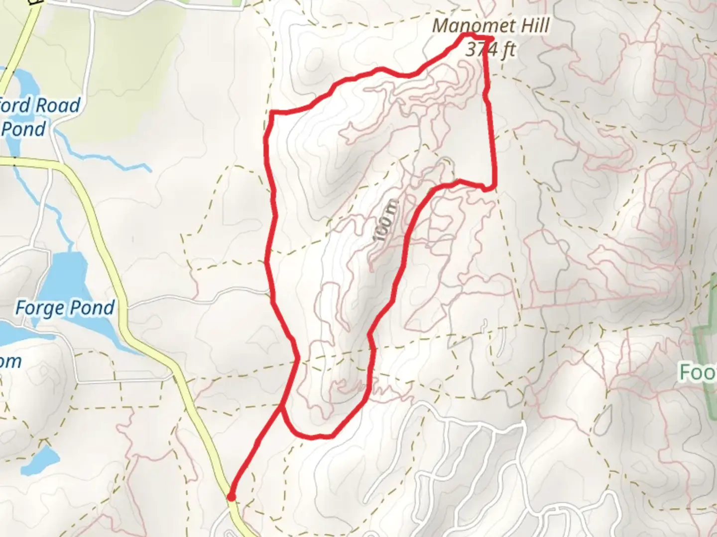 An image depicting the trail Manomet Hill Loop Trail and its surrounding area.