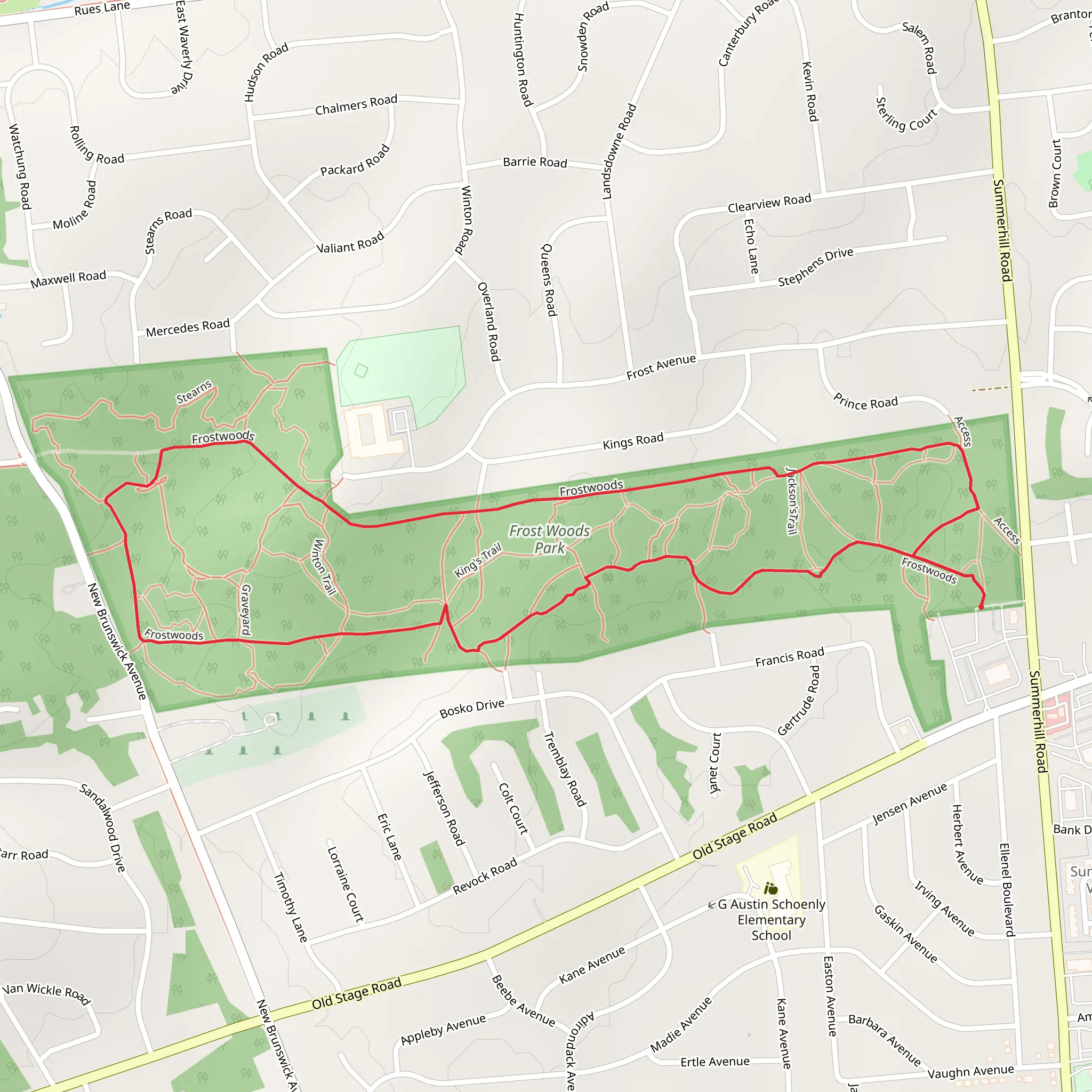 Frost Woods Park Loop mobile static map