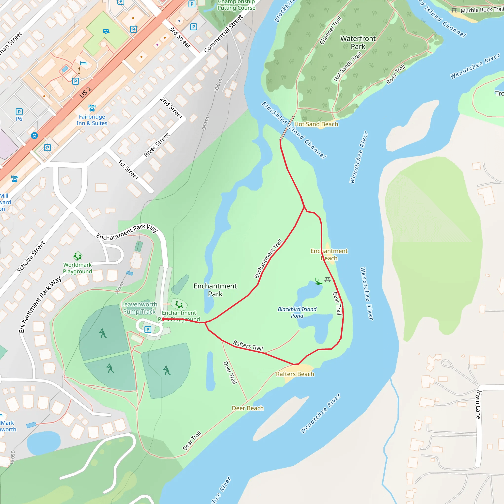 Blackbird Island Pond Loop mobile static map
