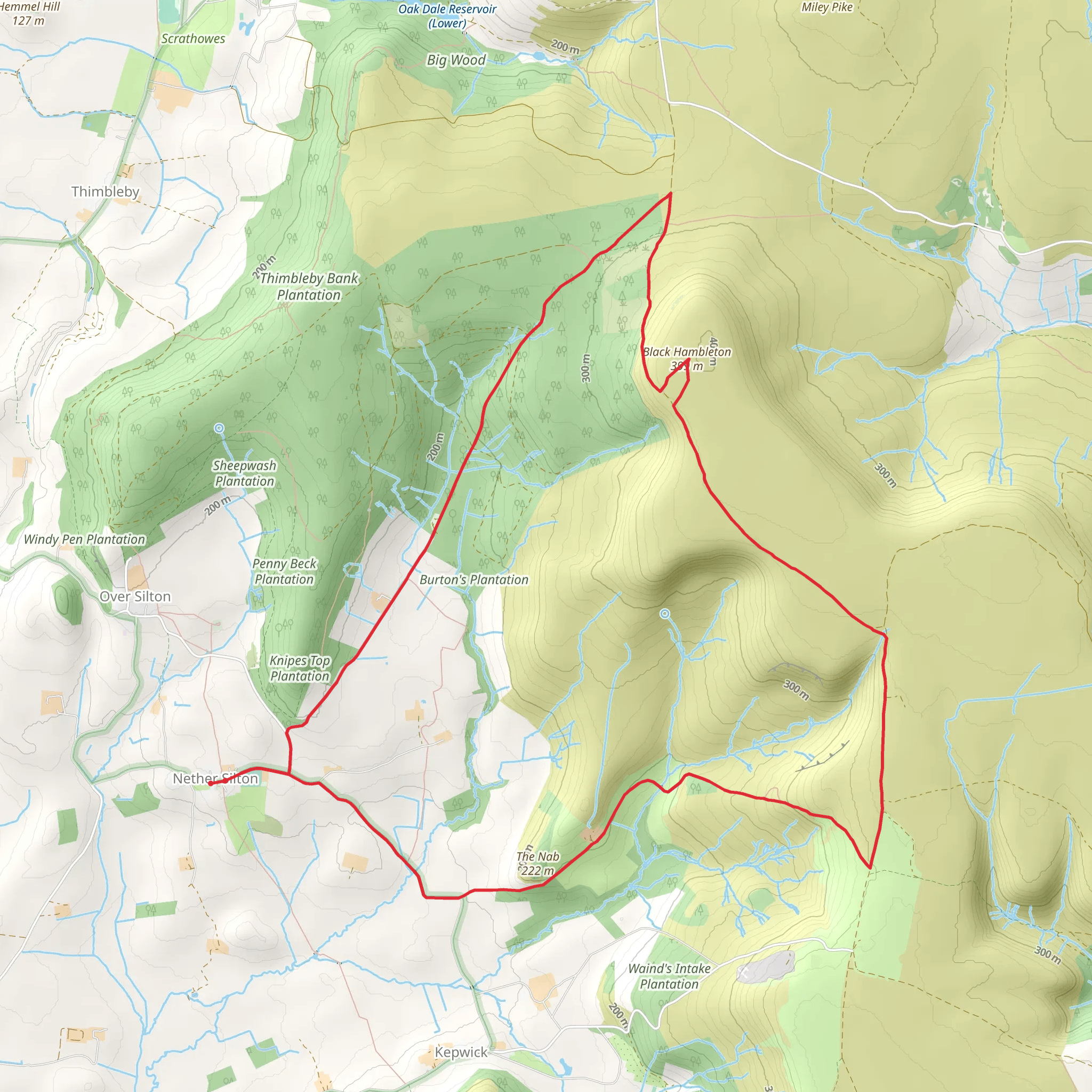 Nether Silton - Thimbleby Moor - Black Hambleton and Kepwick Moor mobile static map