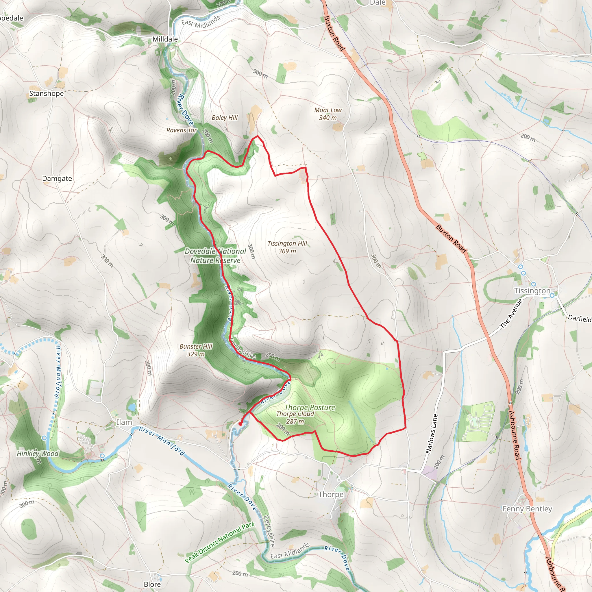 Tissington Spires and Dovedale NNR Loop mobile static map
