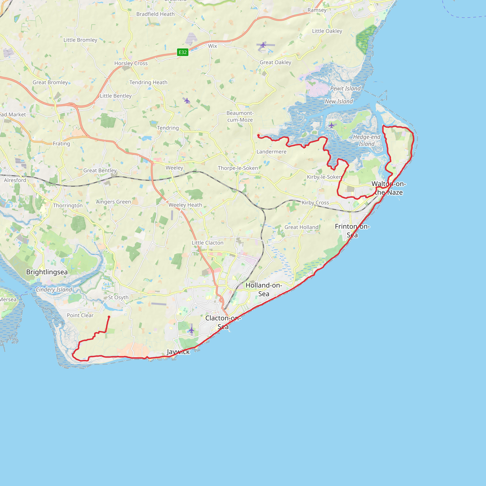 Lasso Essex - St Osyth to Beaumont mobile static map